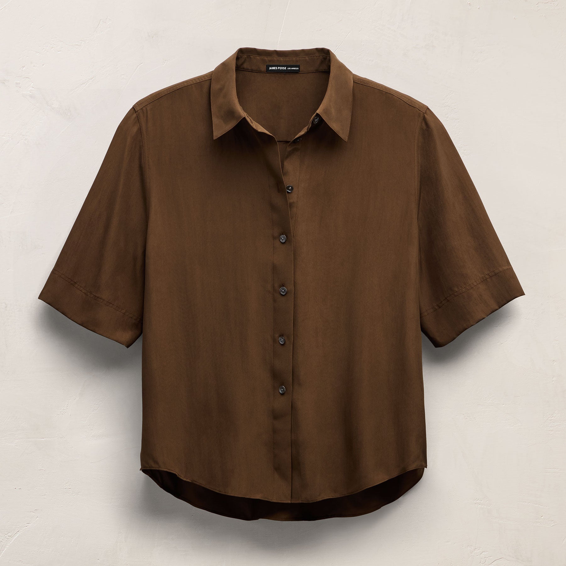 Silk Short Sleeve Shirt - Cocoa