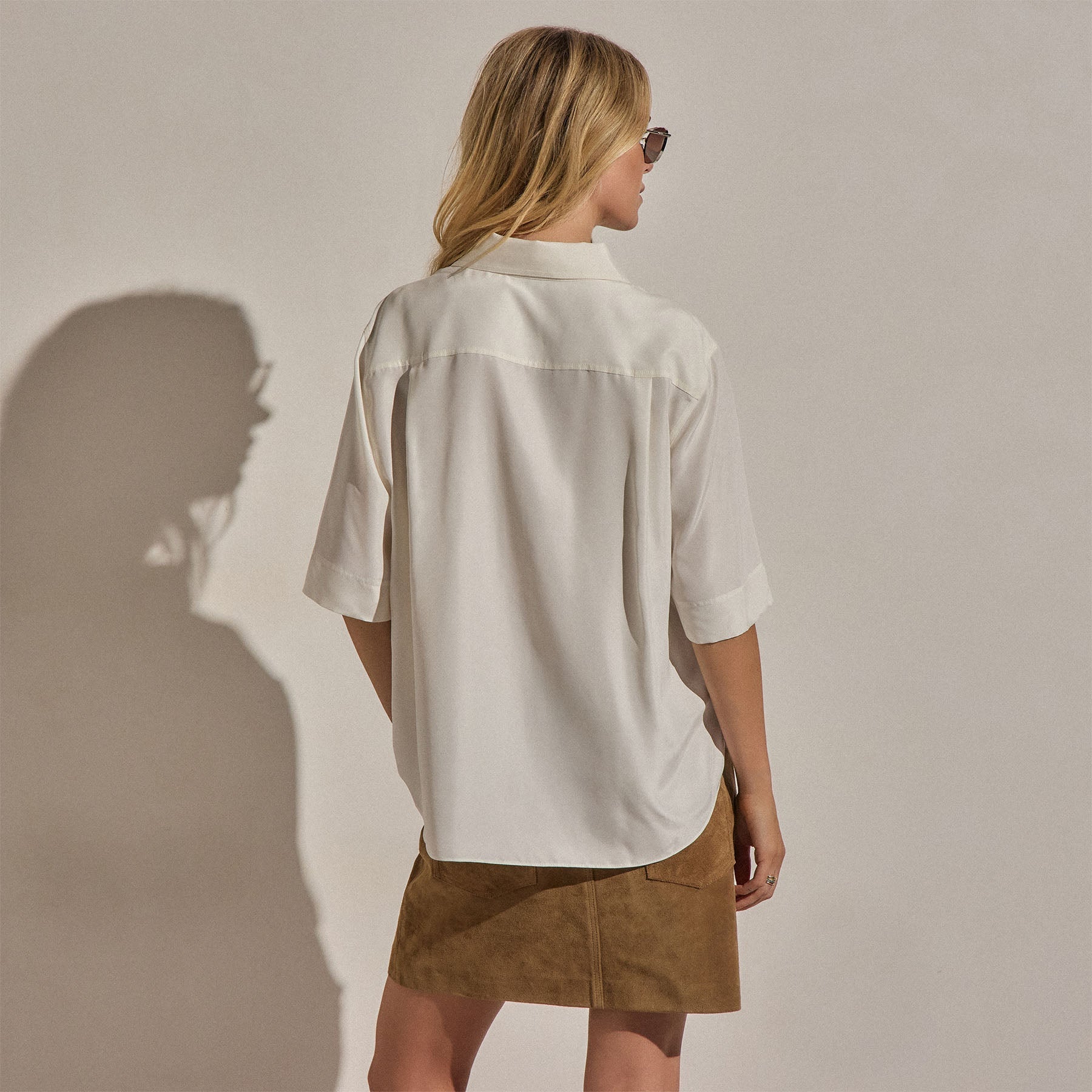 Silk Short Sleeve Shirt - Ivory
