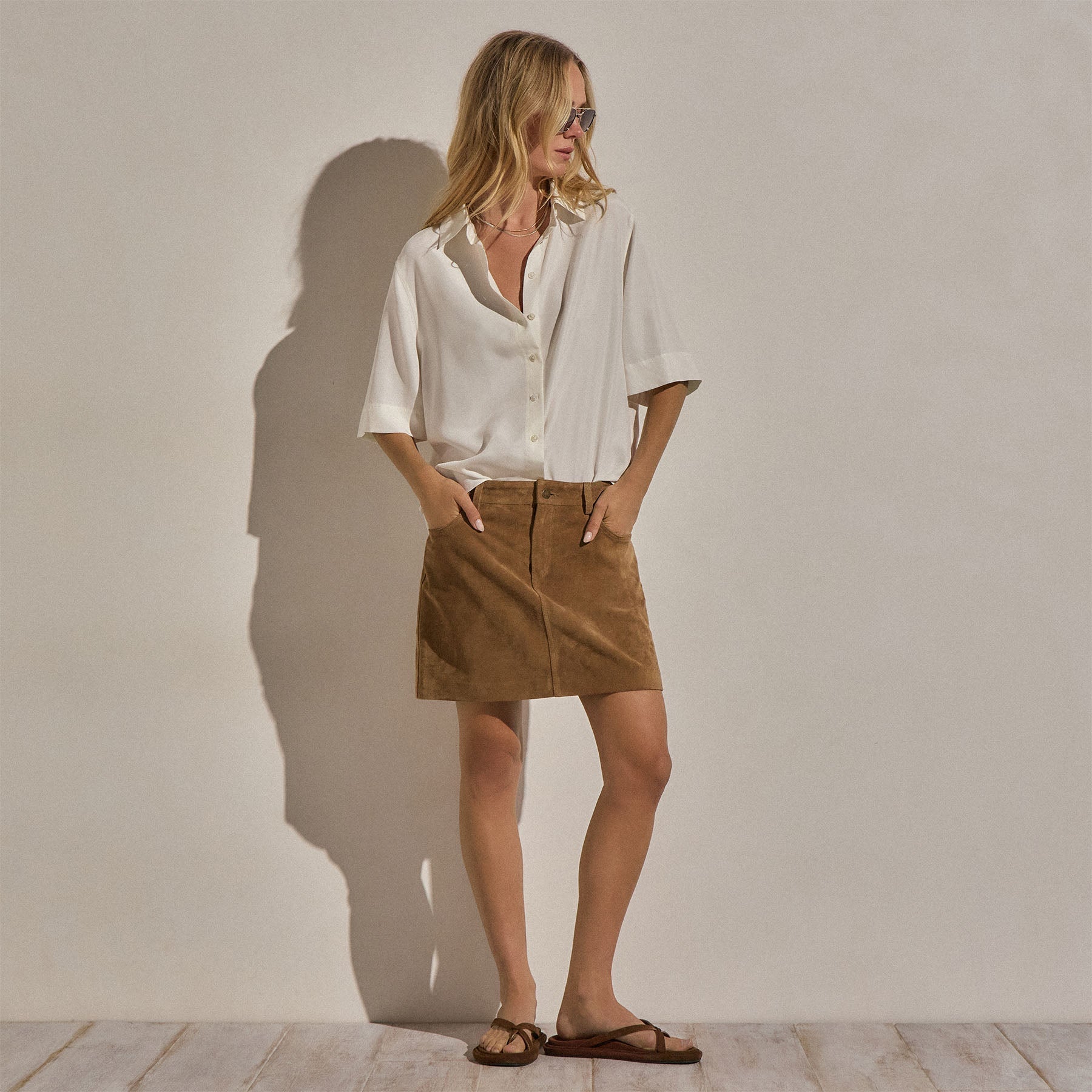 Silk Short Sleeve Shirt - Ivory