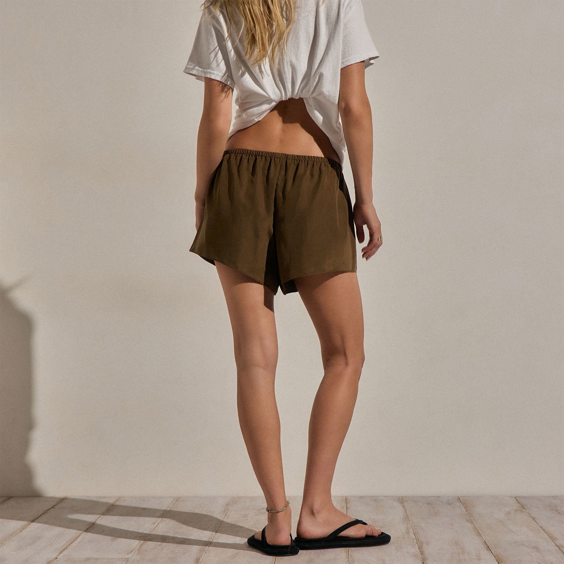Silk Drawstring Shortie - Cocoa