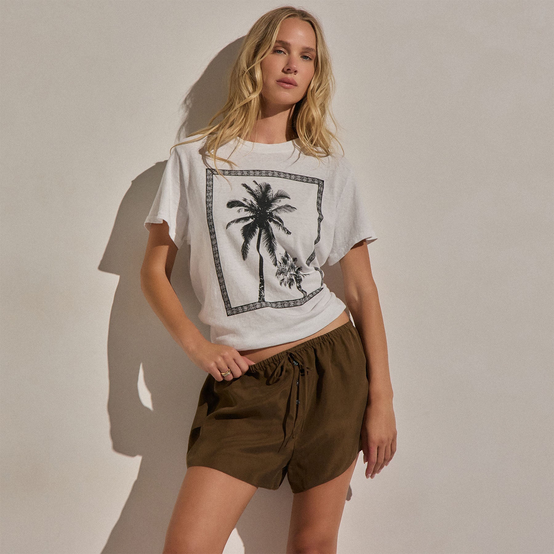 Silk Drawstring Shortie - Cocoa