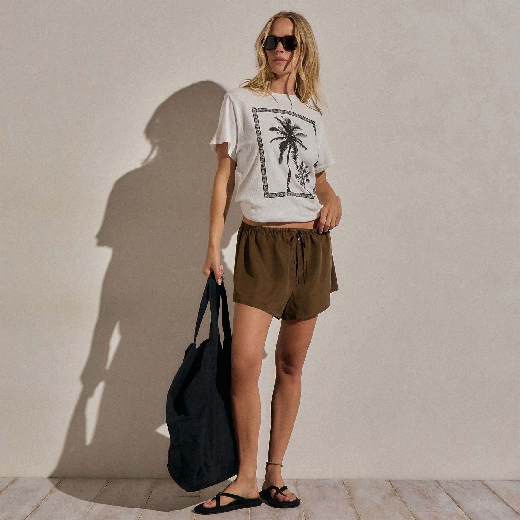 Silk Drawstring Shortie - Cocoa