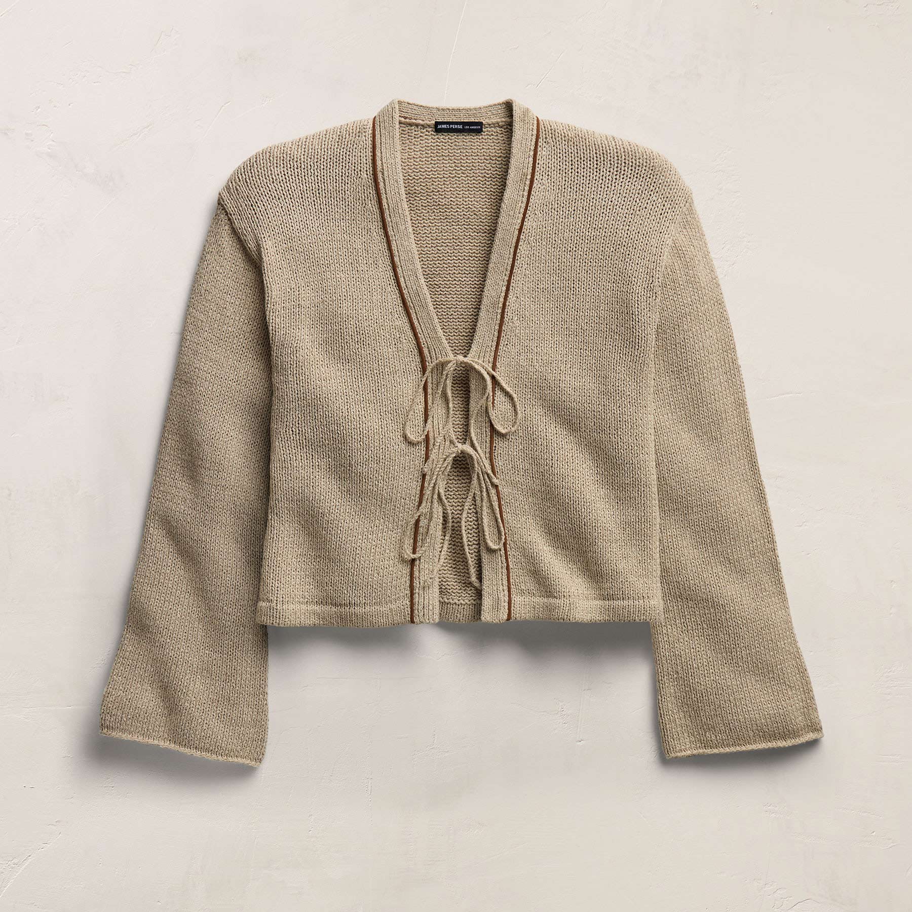 Baja Tie Front Cardigan - Natural/Tobacco