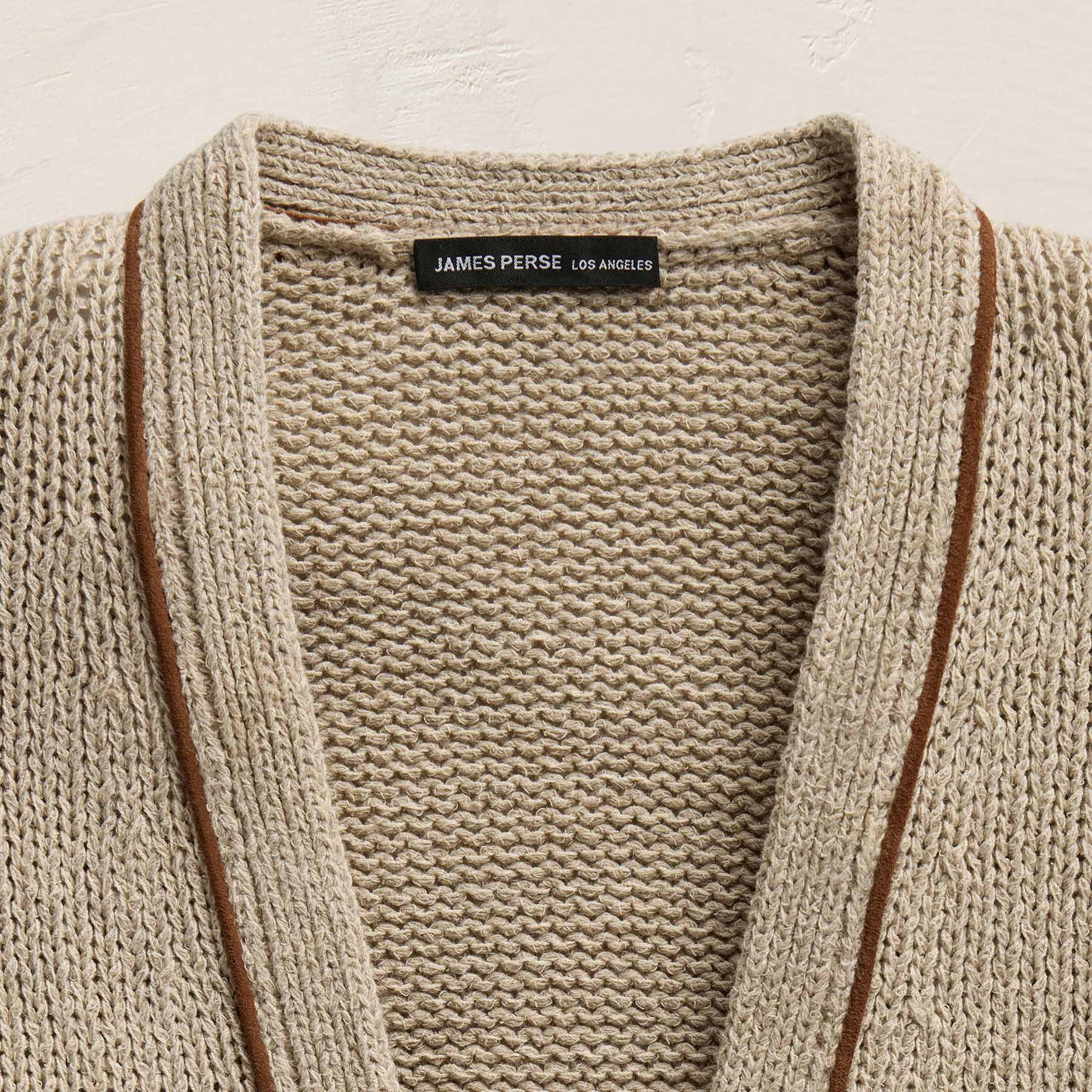 Baja Tie Front Cardigan - Natural/Tobacco