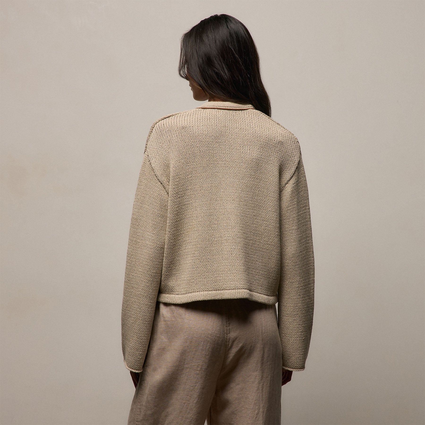Baja Tie Front Cardigan - Natural/Tobacco