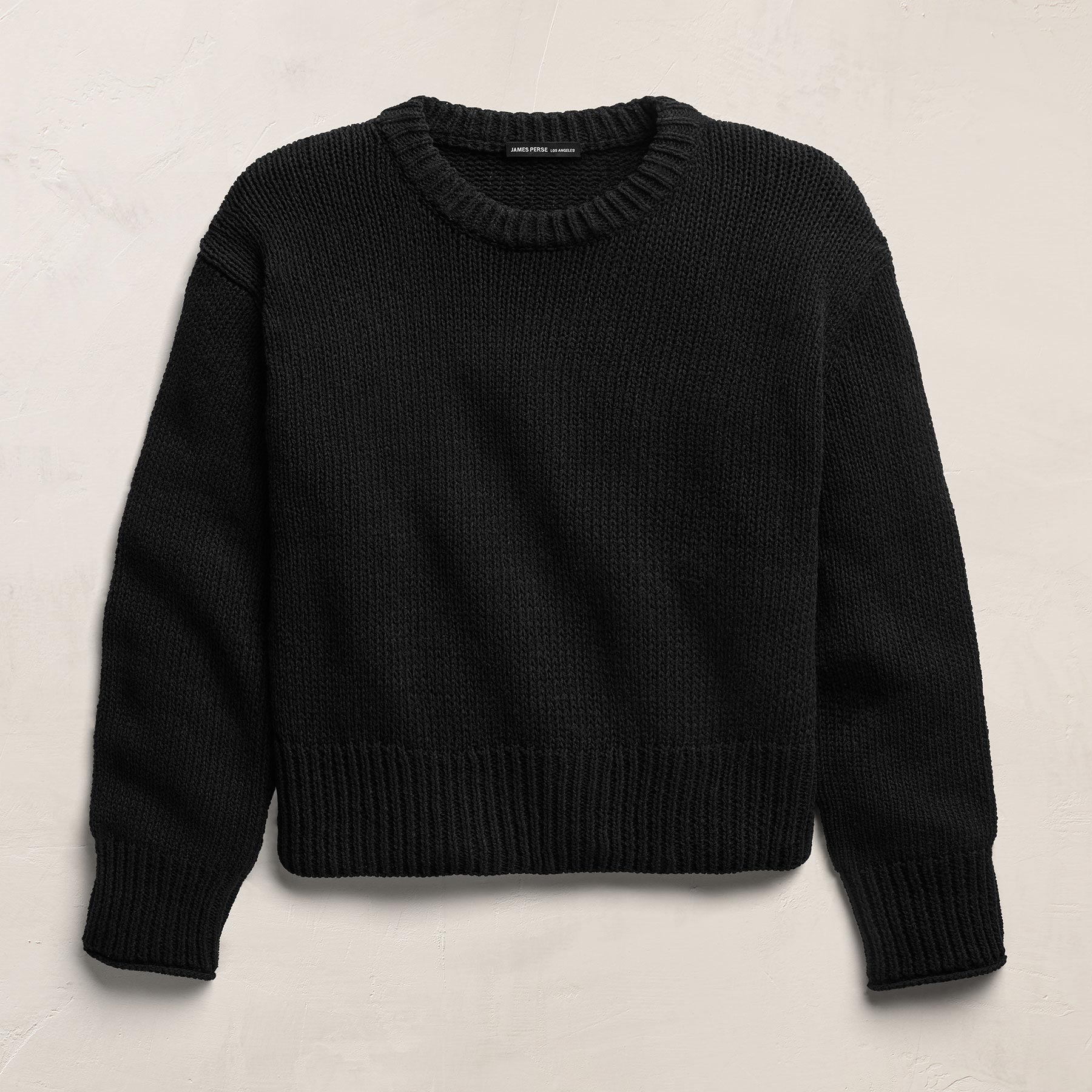 Textured Linen Cotton Sweater - Black