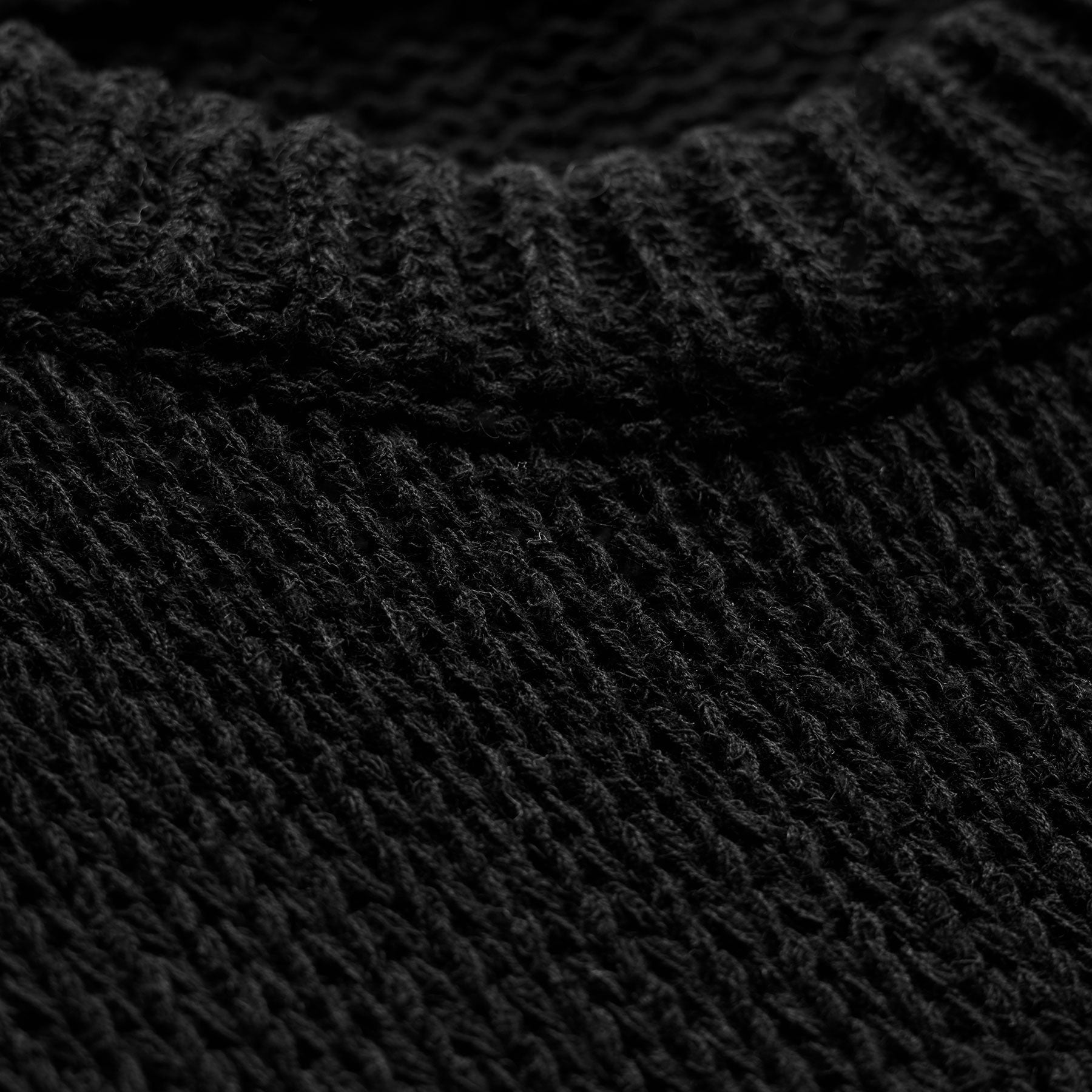 Textured Linen Cotton Sweater - Black