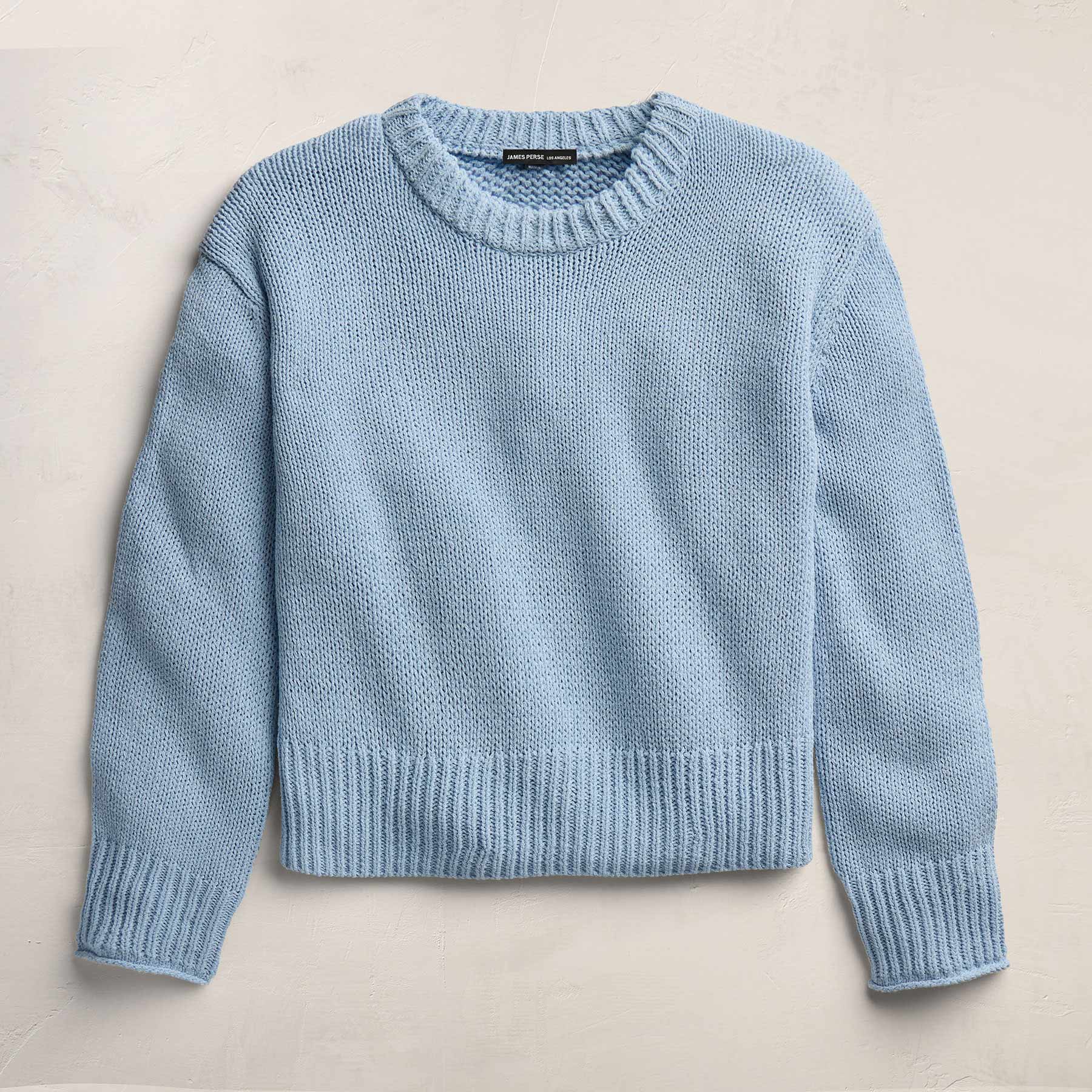 Textured Linen Cotton Sweater - Pale Azul
