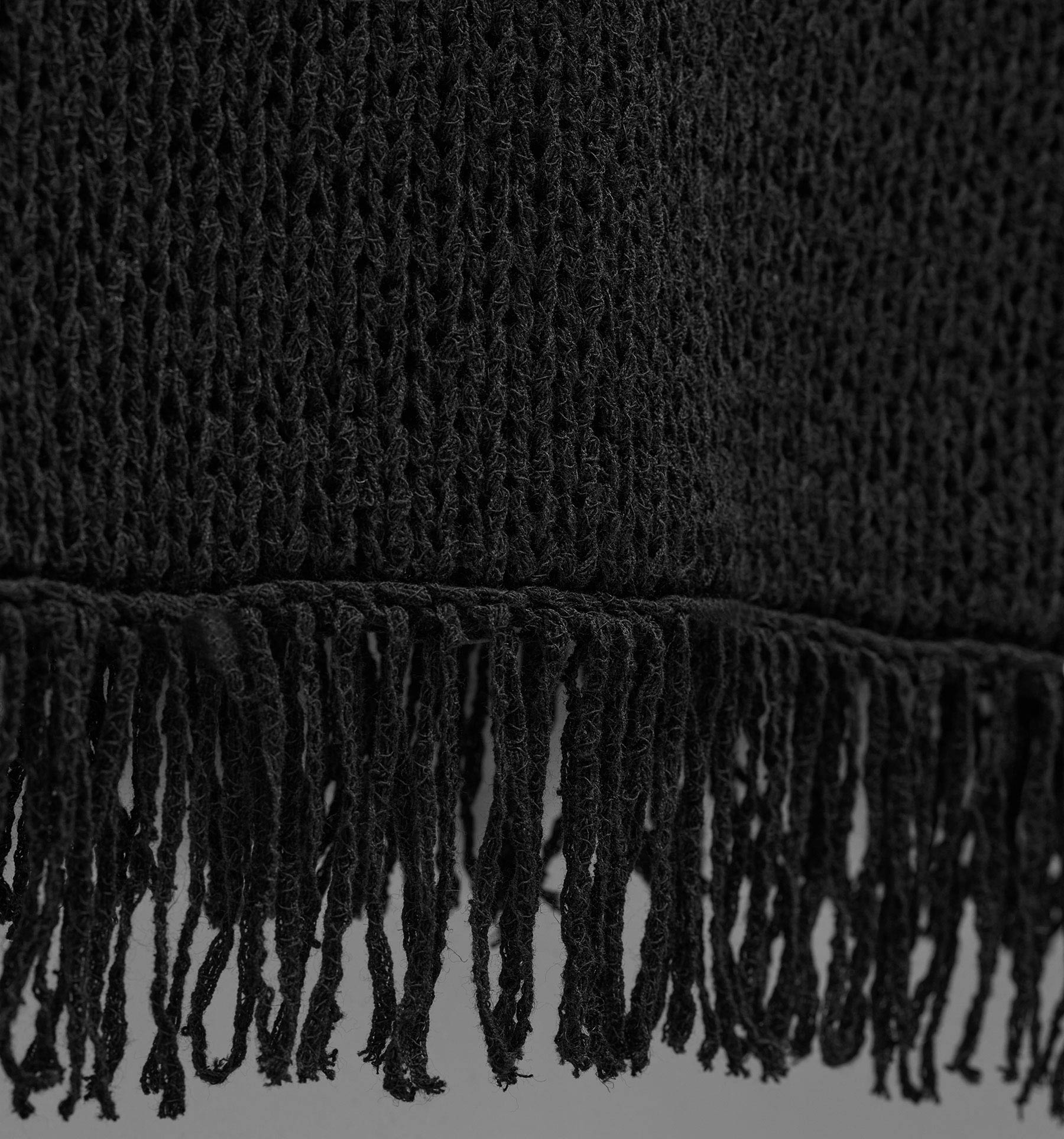 Baja Fringe Cotton Linen Tunic - Black
