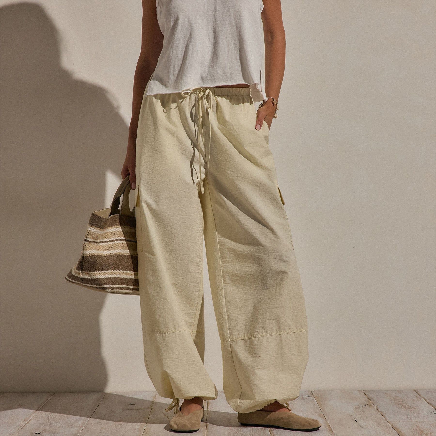 Parachute Cargo Pants - Ecru