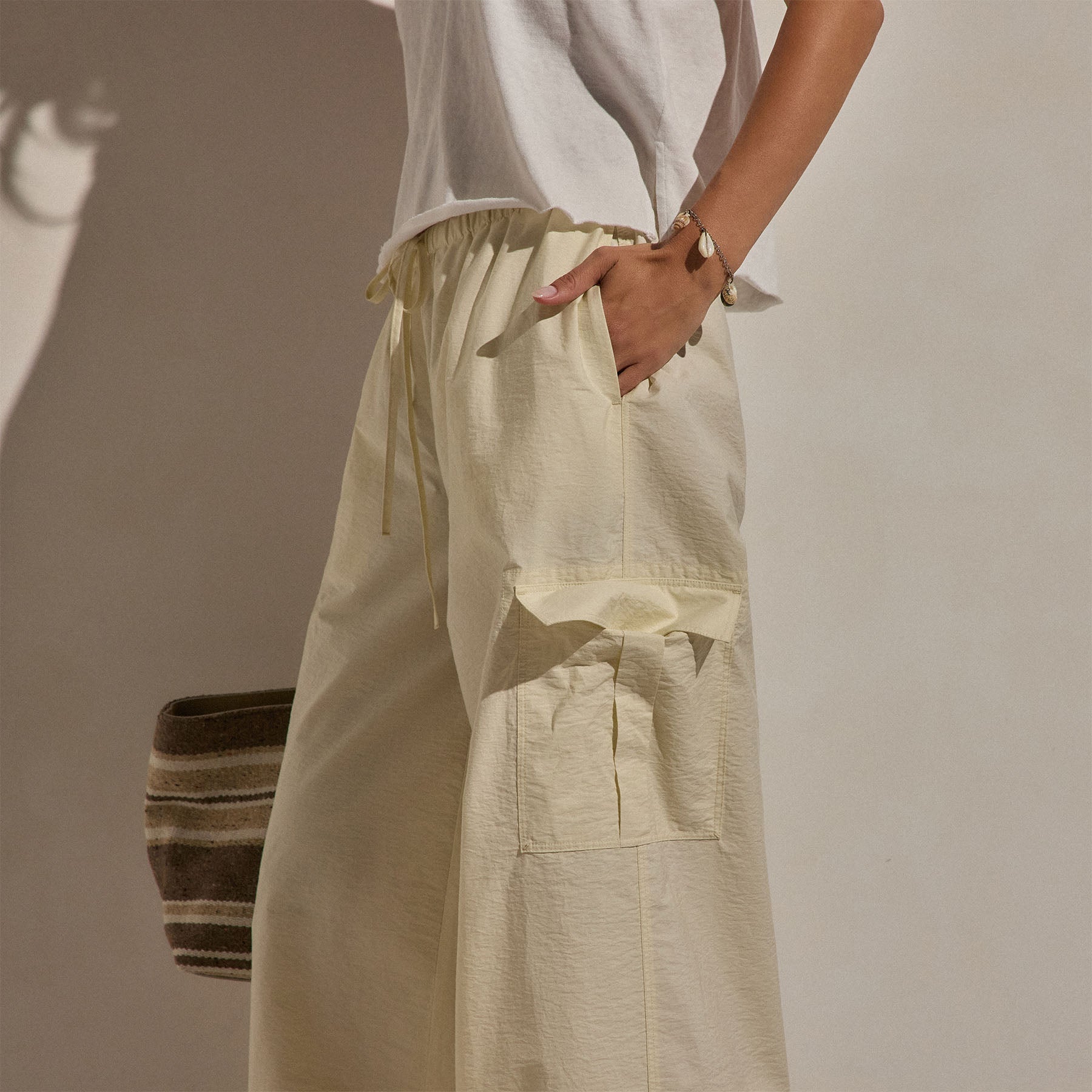 Parachute Cargo Pants - Ecru