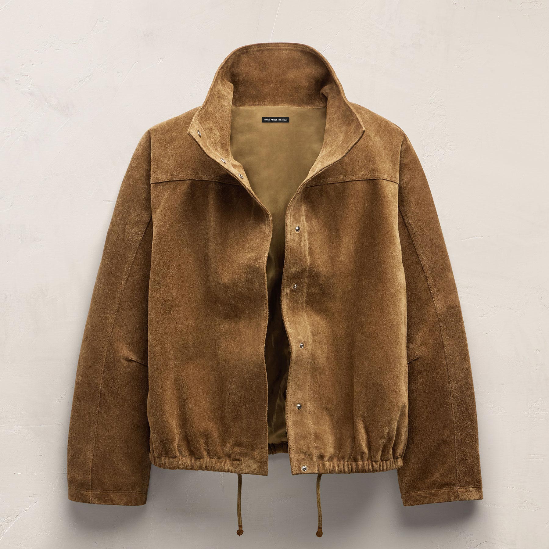 Suede Funnel Neck Jacket - Dark Sand