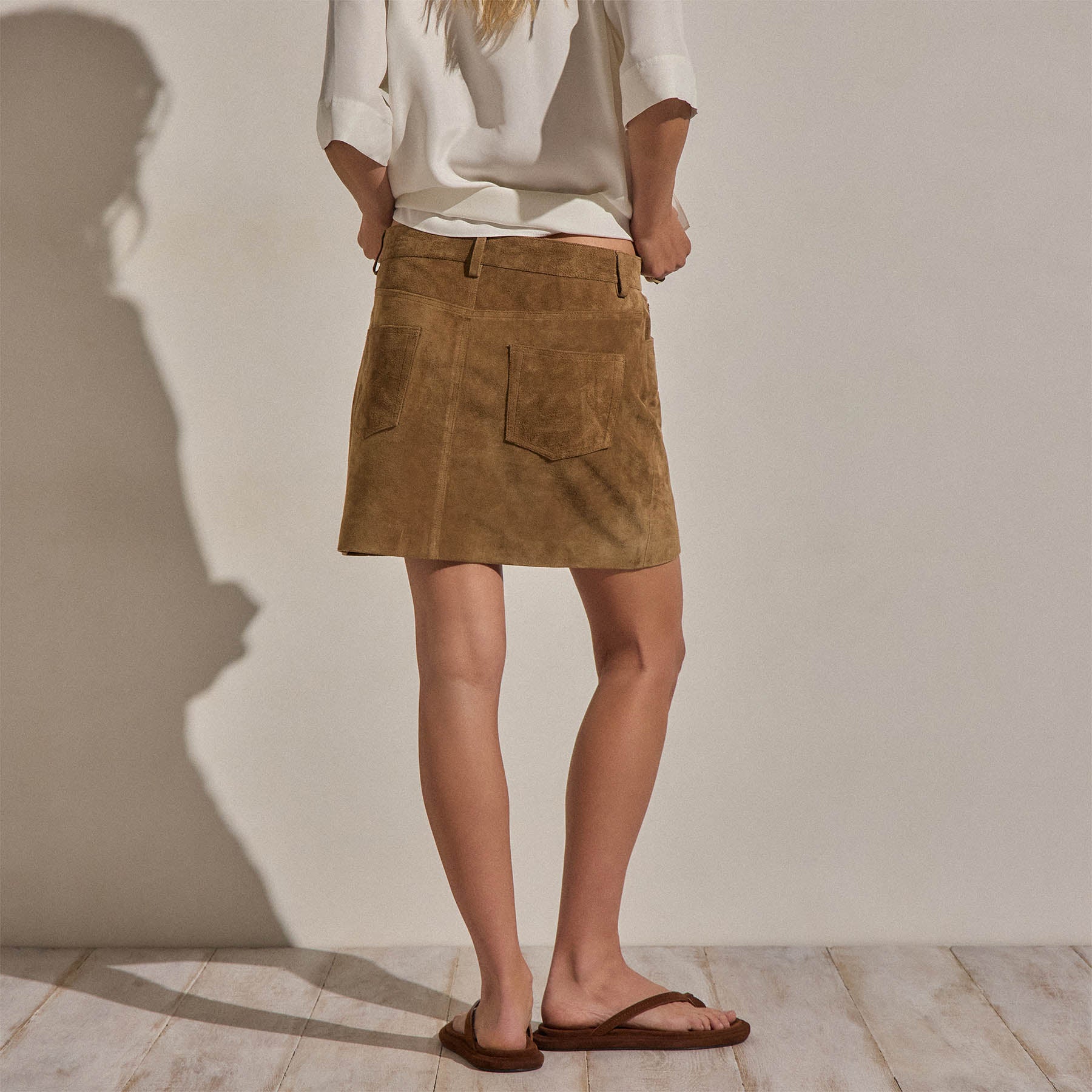 Suede Mini Skirt - Dark Sand