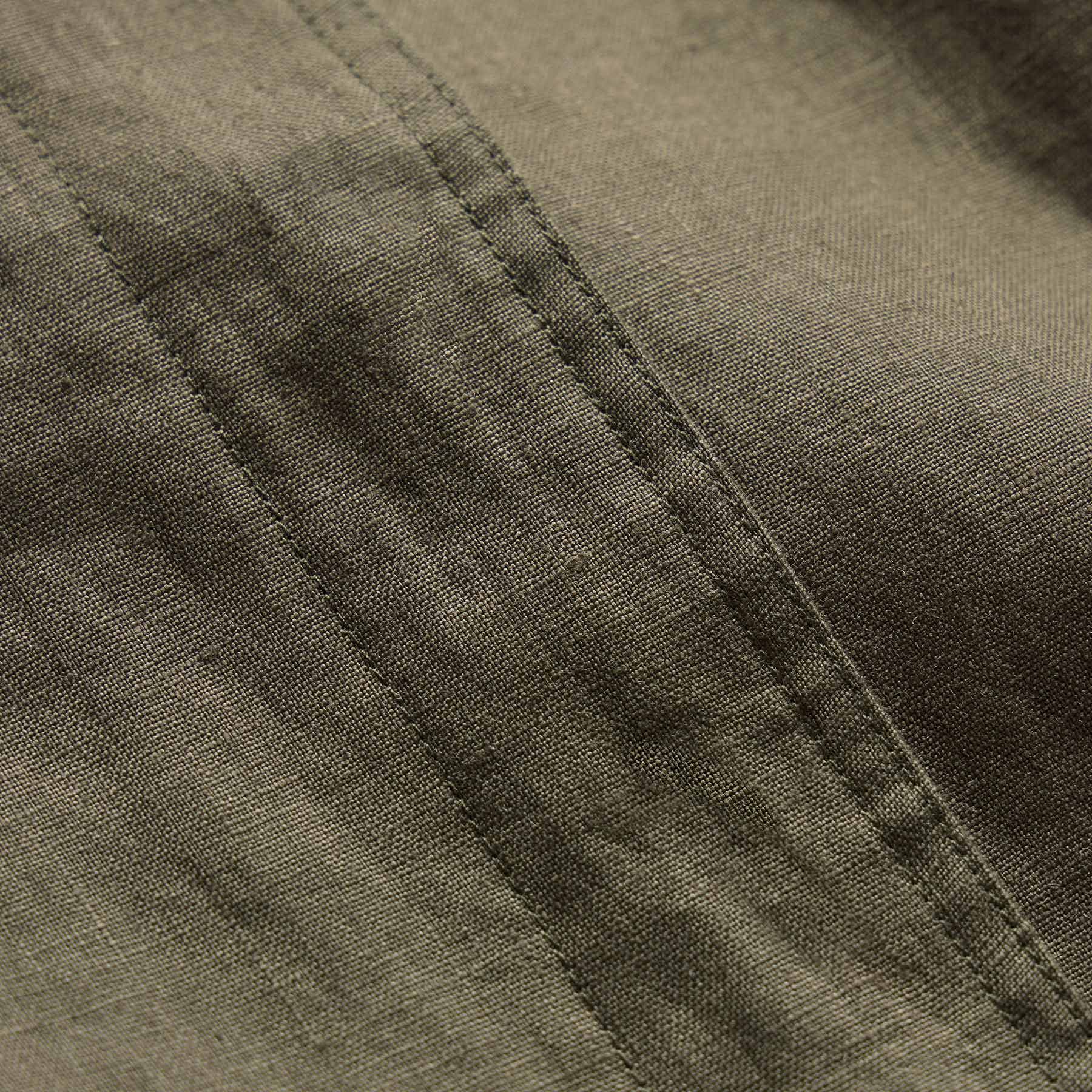 Linen Funnel Neck Jacket - Army Green