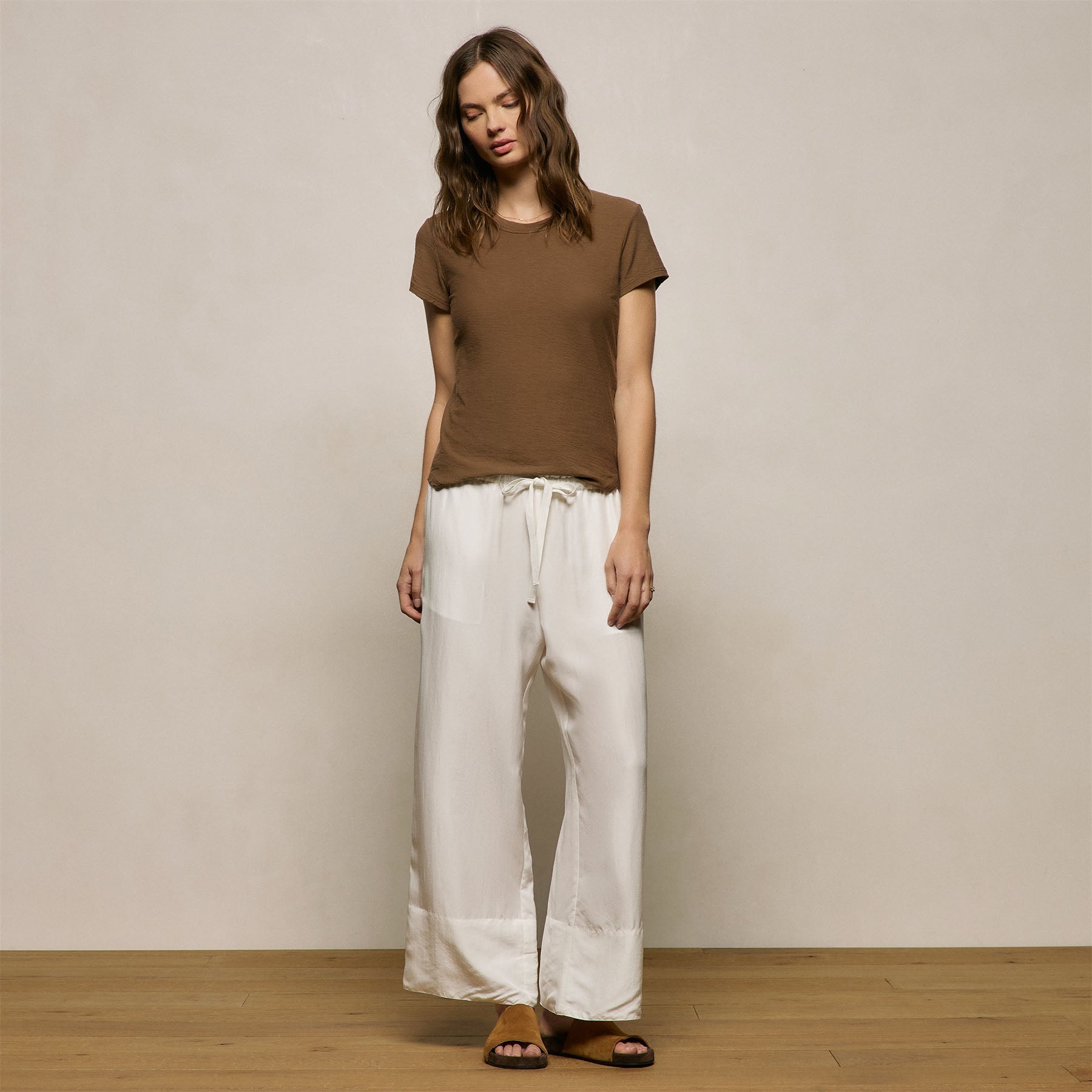 Sheer Slub Crew Neck Tee - Cocoa
