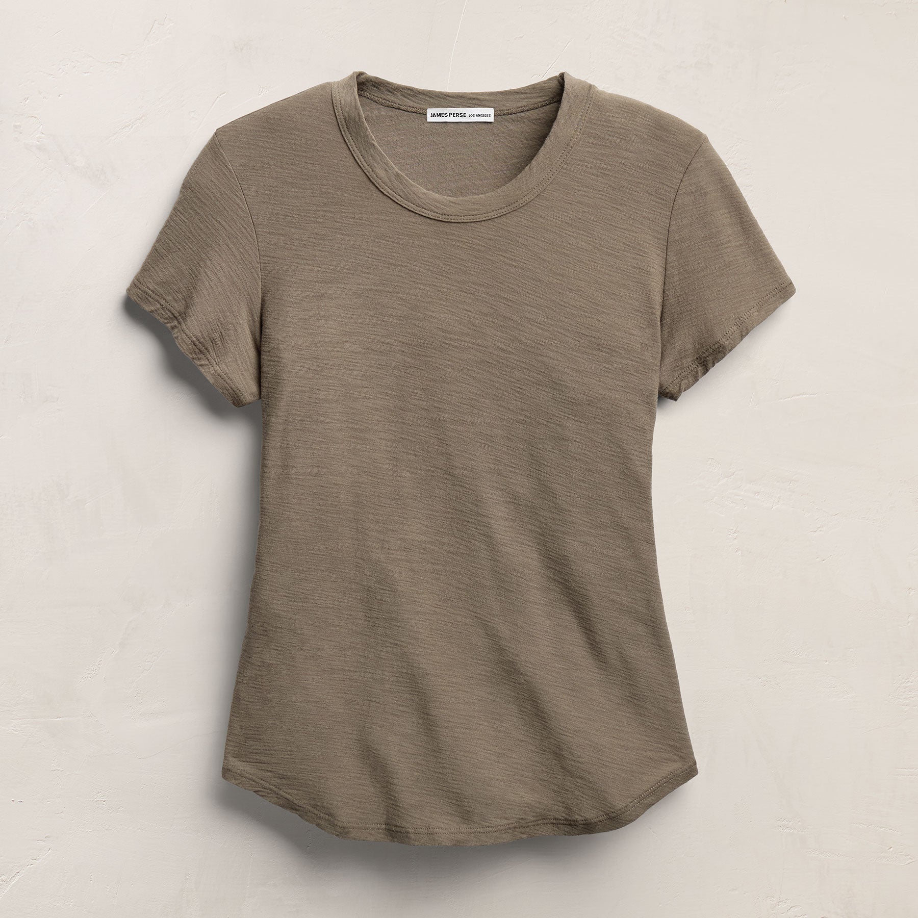 Sheer Slub Crew Neck Tee - Light Olive