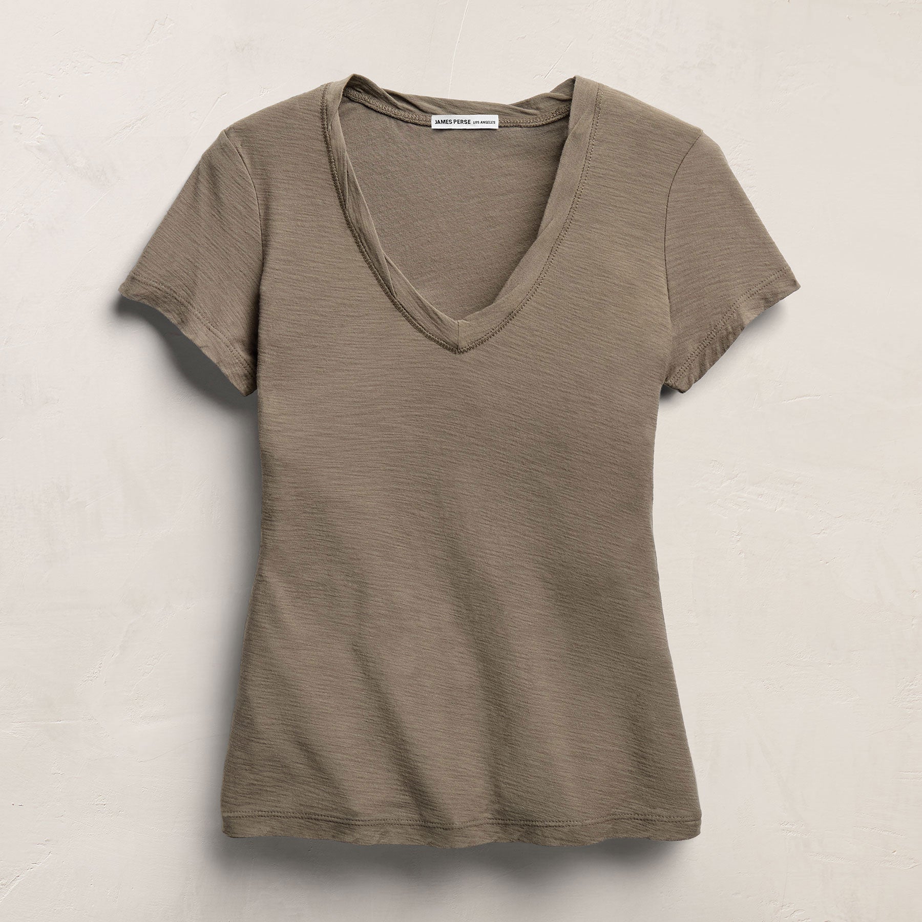 Sheer Slub V Neck - Light Olive