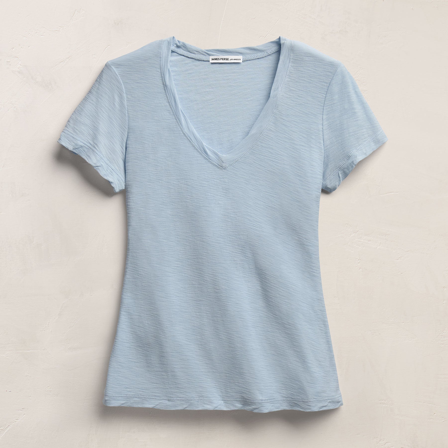 Sheer Slub V Neck - Pale Azul