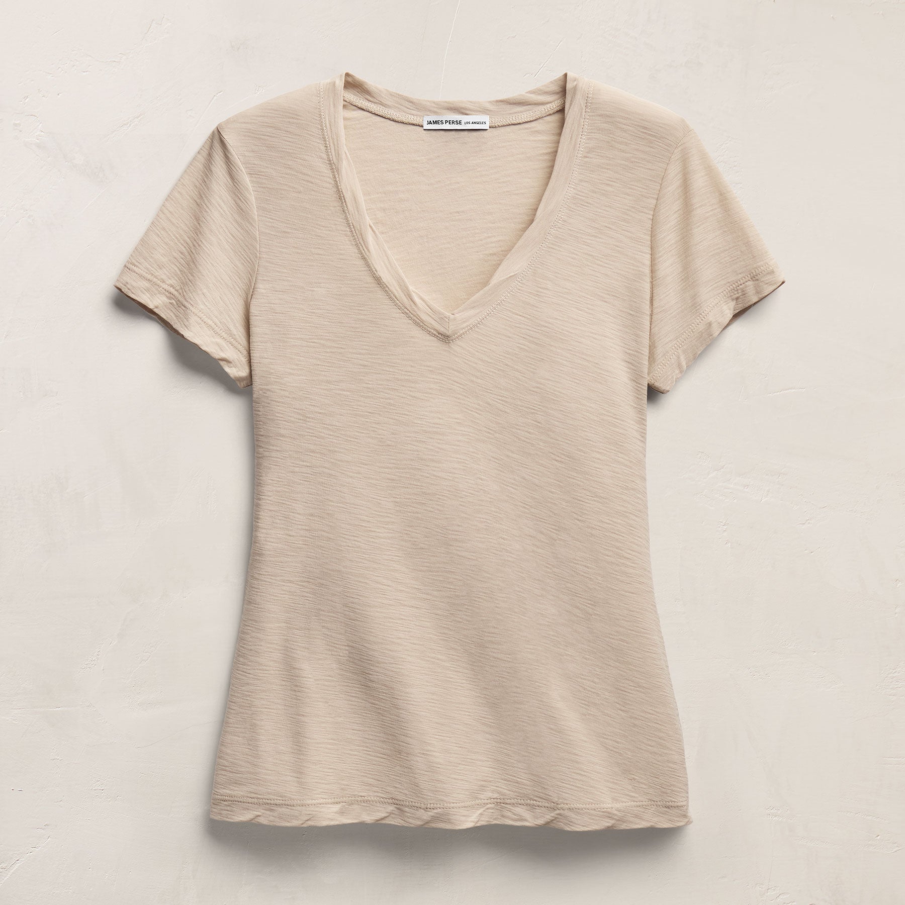 Sheer Slub V Neck - Stone