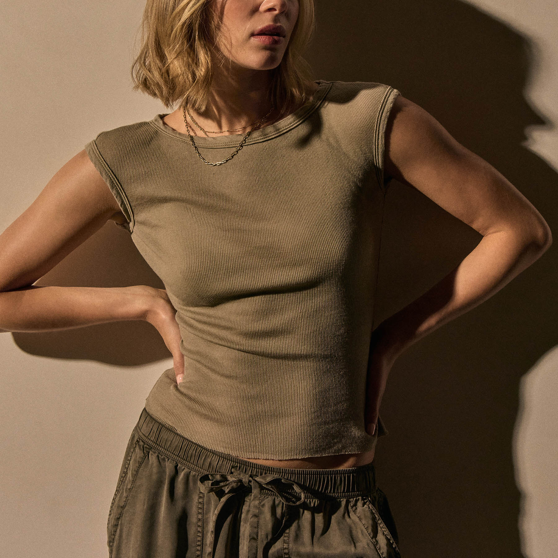 Cotton Cashmere Blend Boatneck Top - Overcast