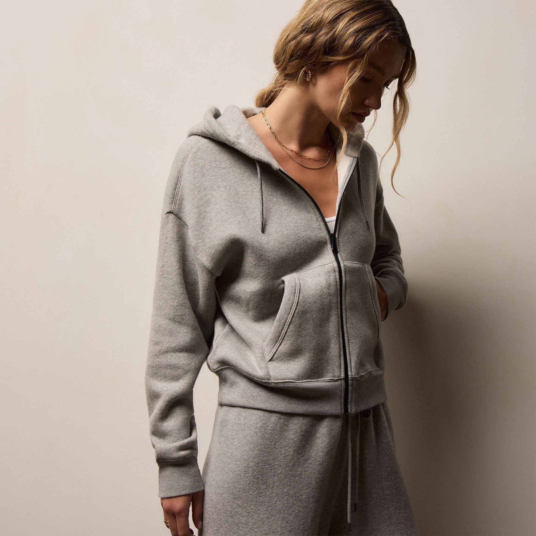 Cozy Fleece Zip Hoodie - Heather Grey