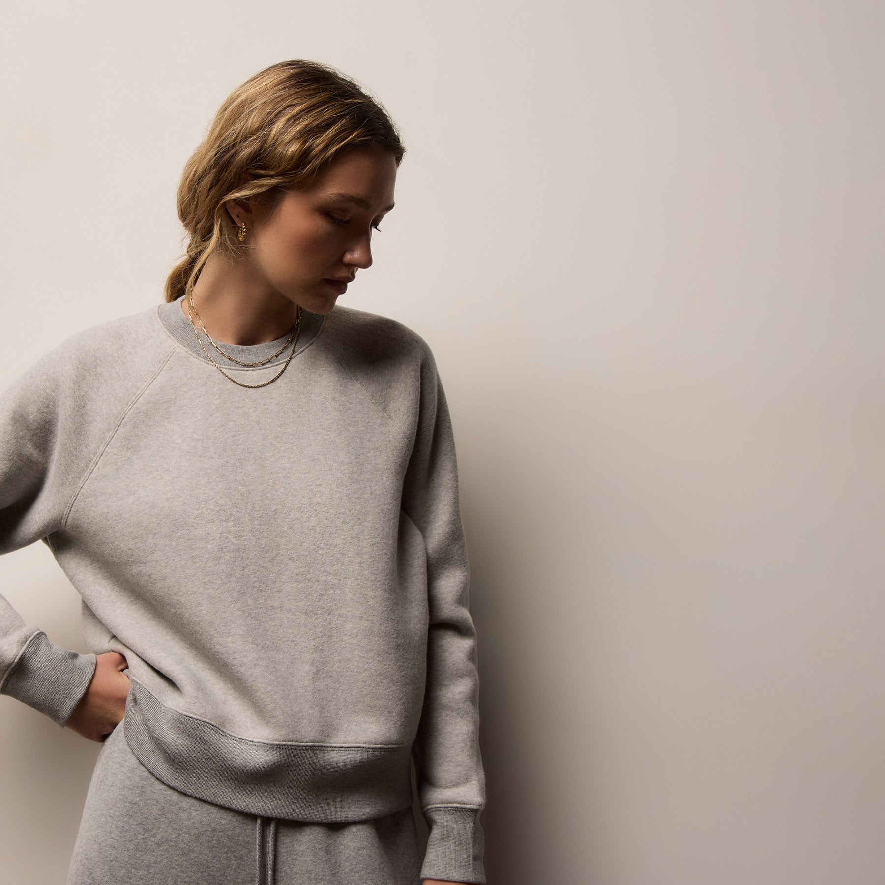 Cozy Fleece Crew - Heather Grey