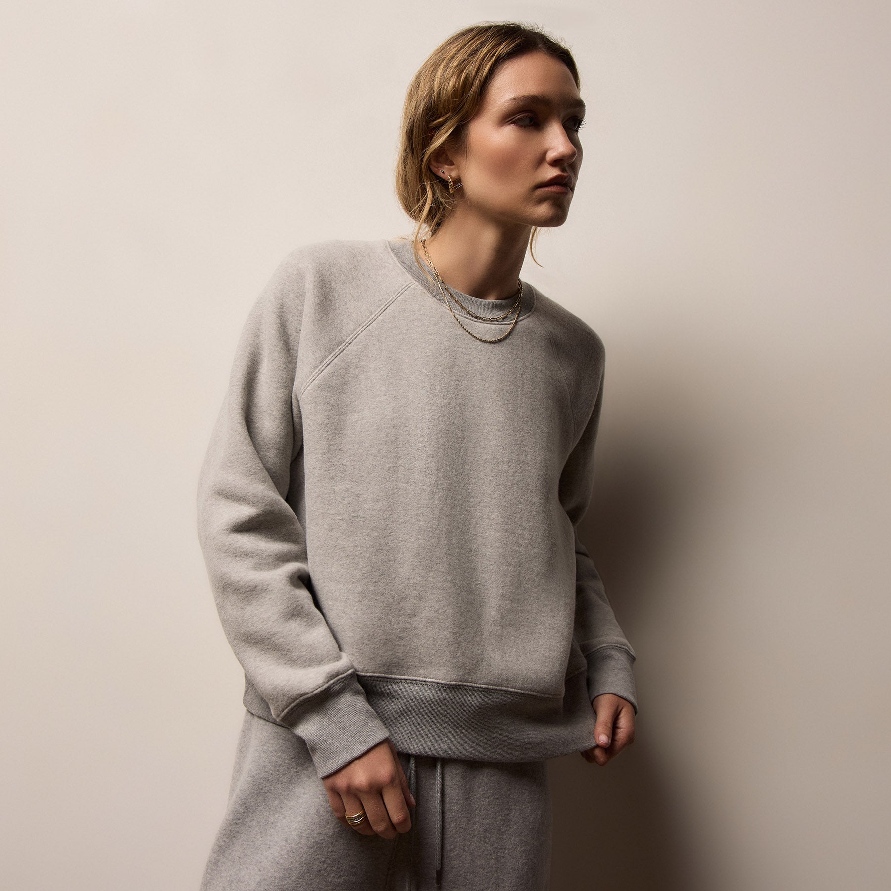 Cozy Fleece Crew - Heather Grey