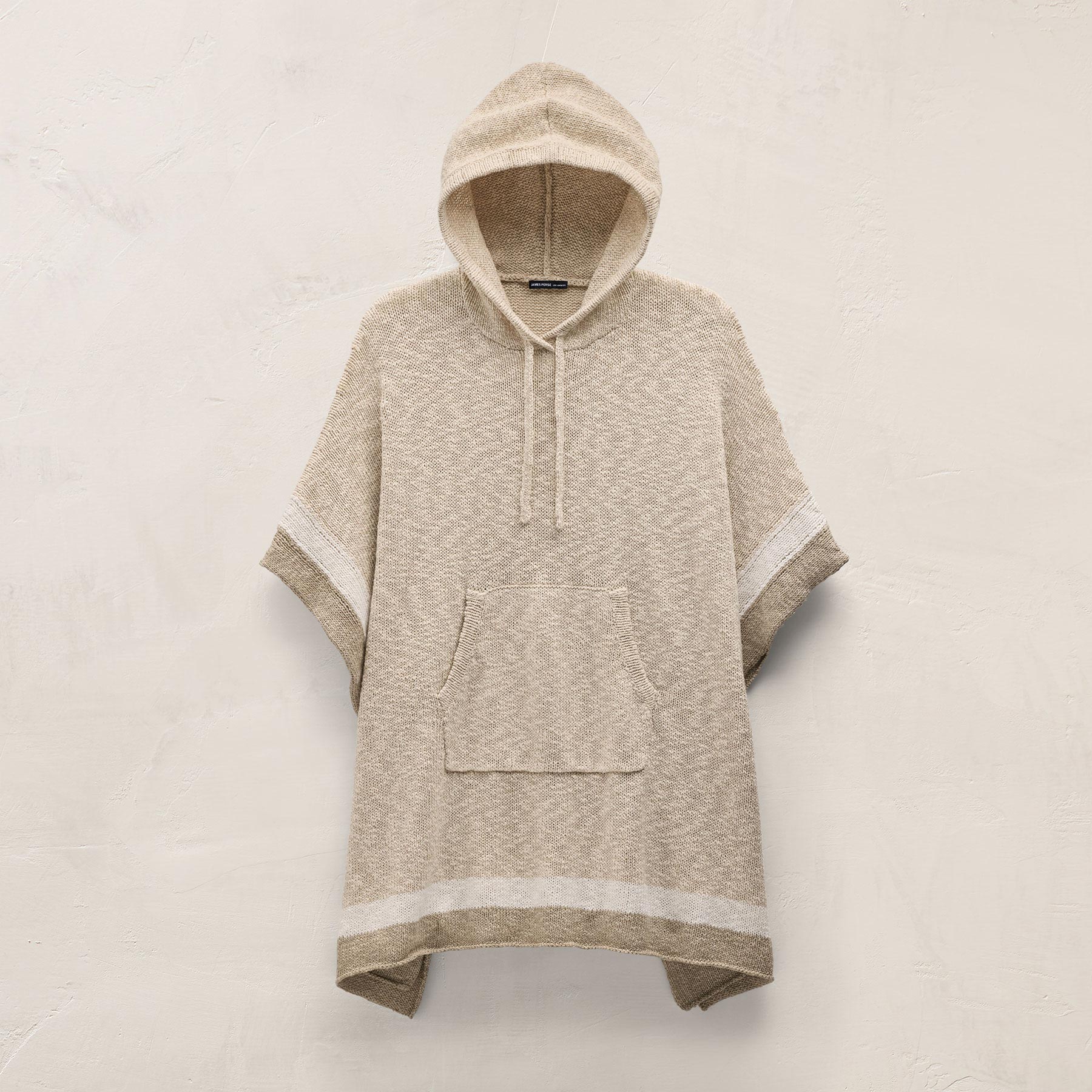 Baja Surf Hooded Poncho - Natural/White/Taupe