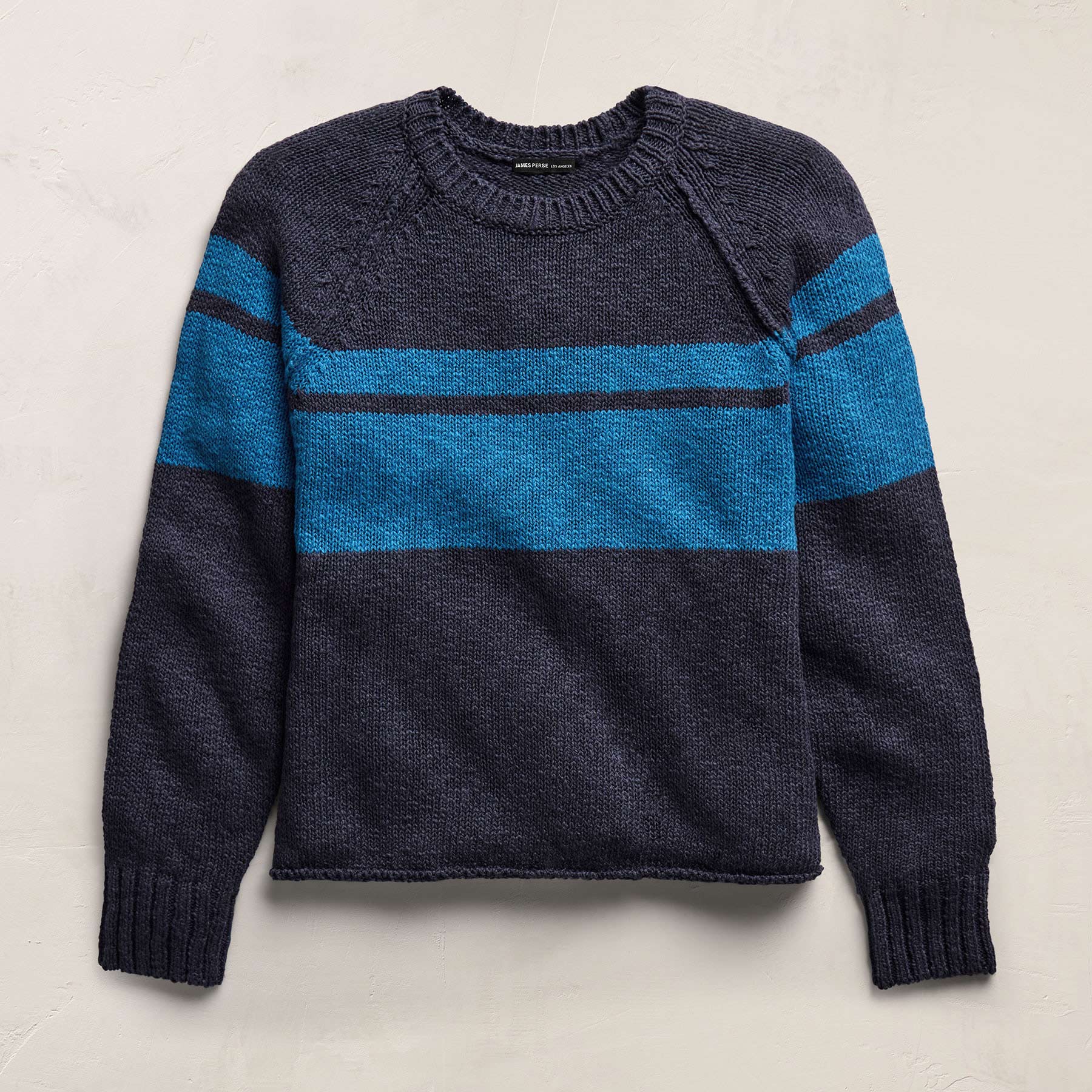 Surf Stripe Cotton Linen Sweater - Faded Navy/Santorini