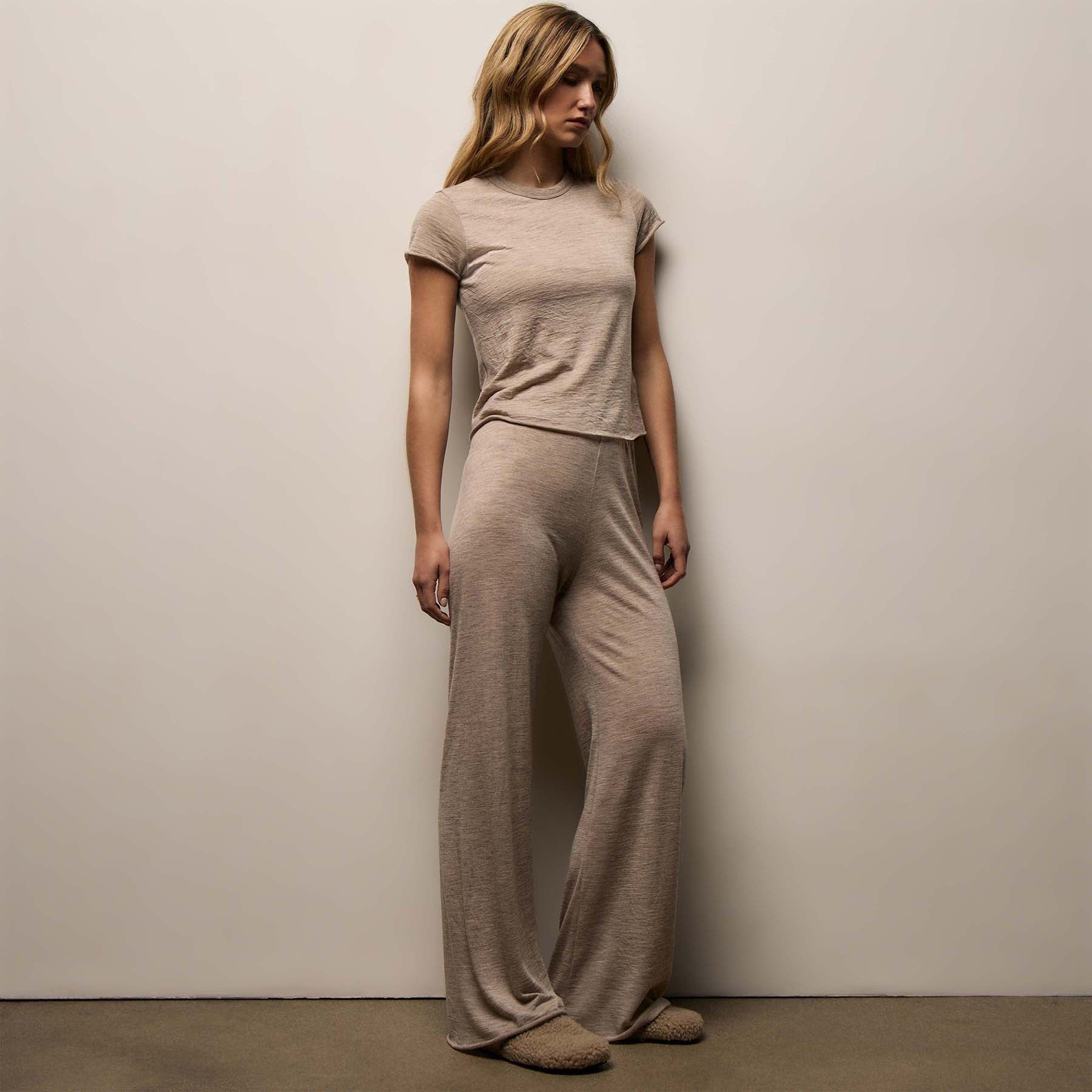 Wool Jersey Lounge Tee - Soft Beige