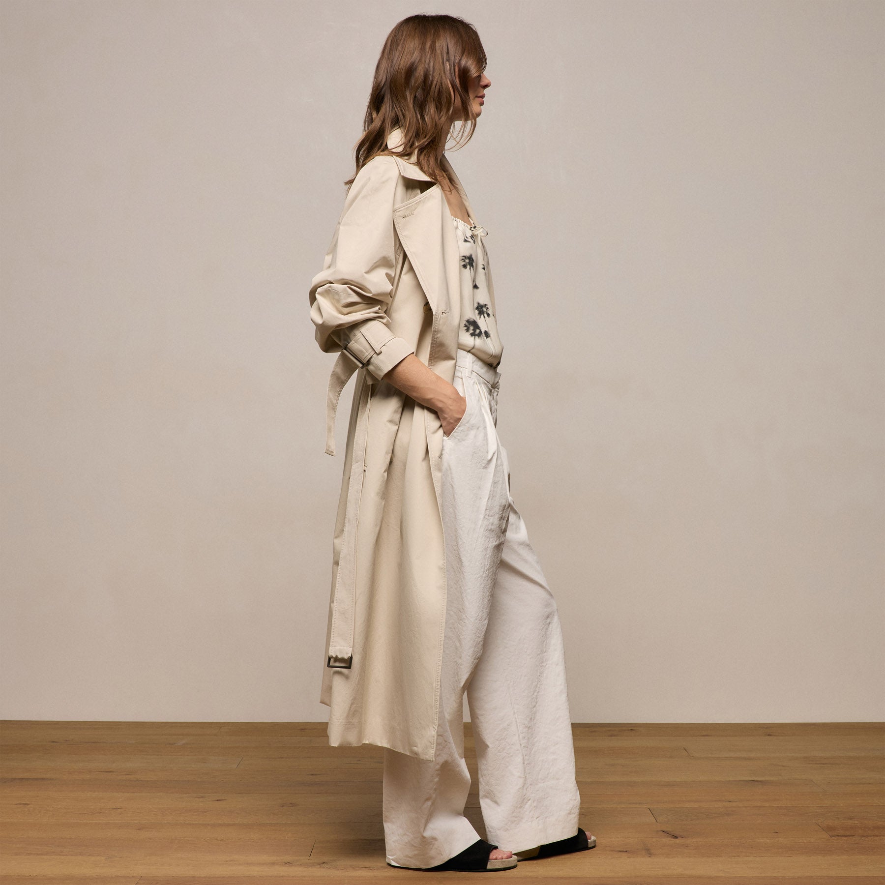 Italian Heavy Poplin Trench Coat - Beige