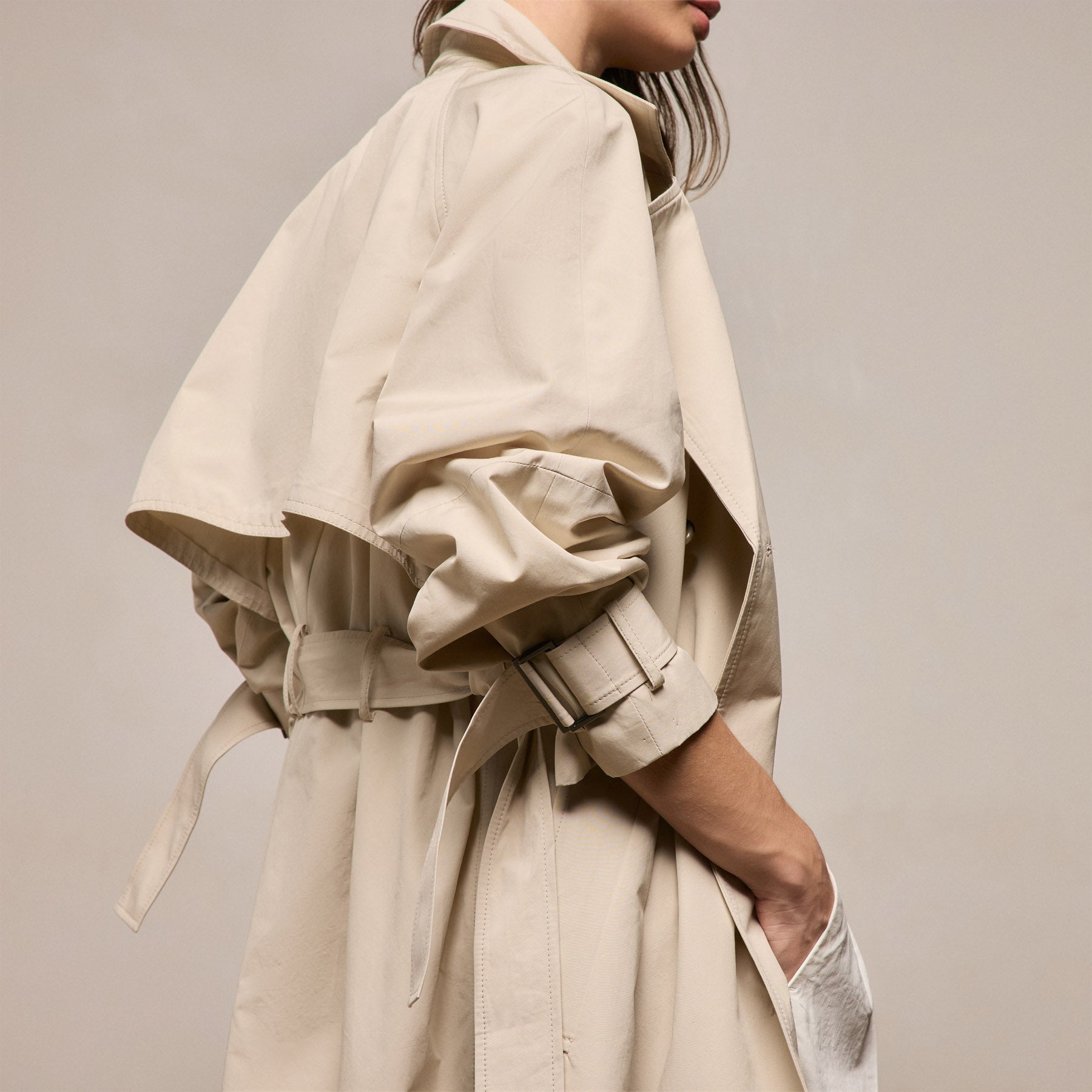 Italian Heavy Poplin Trench Coat - Beige