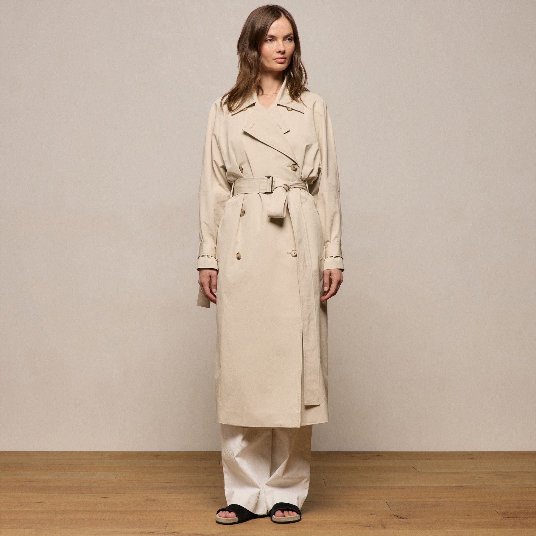 Italian Heavy Poplin Trench Coat - Beige