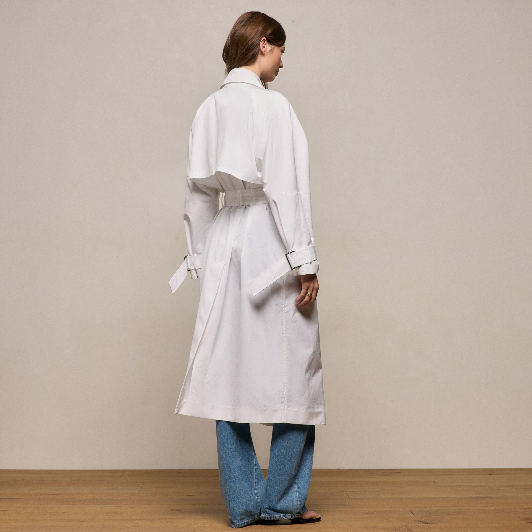 Italian Heavy Poplin Trench Coat - White