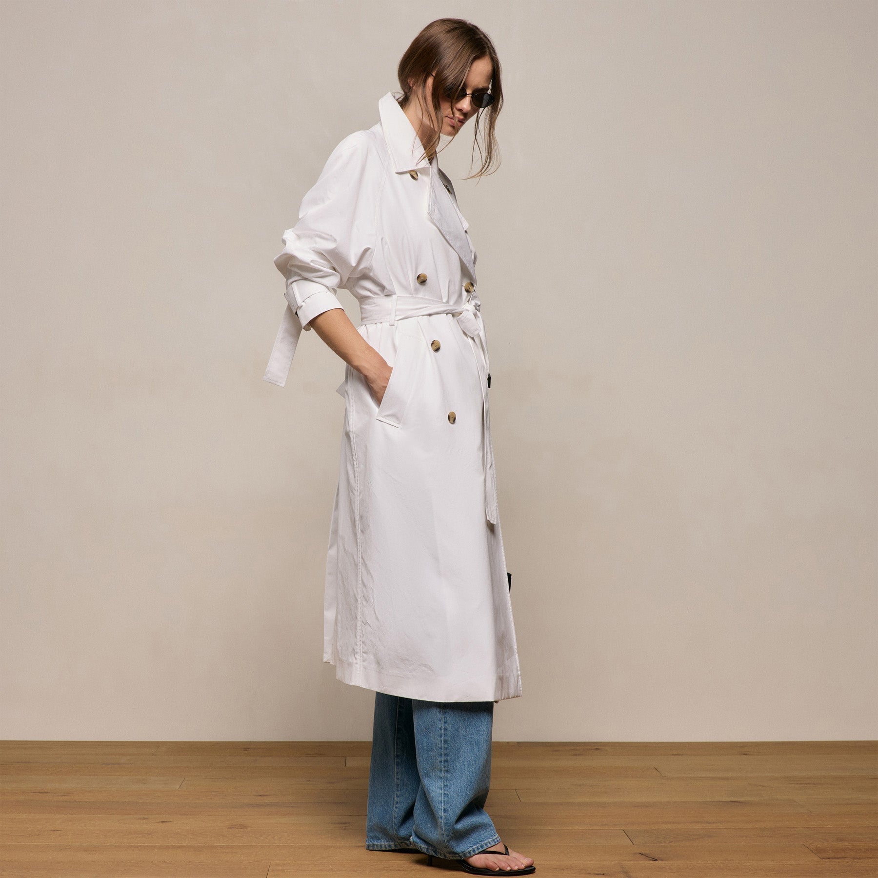 Italian Heavy Poplin Trench Coat - White