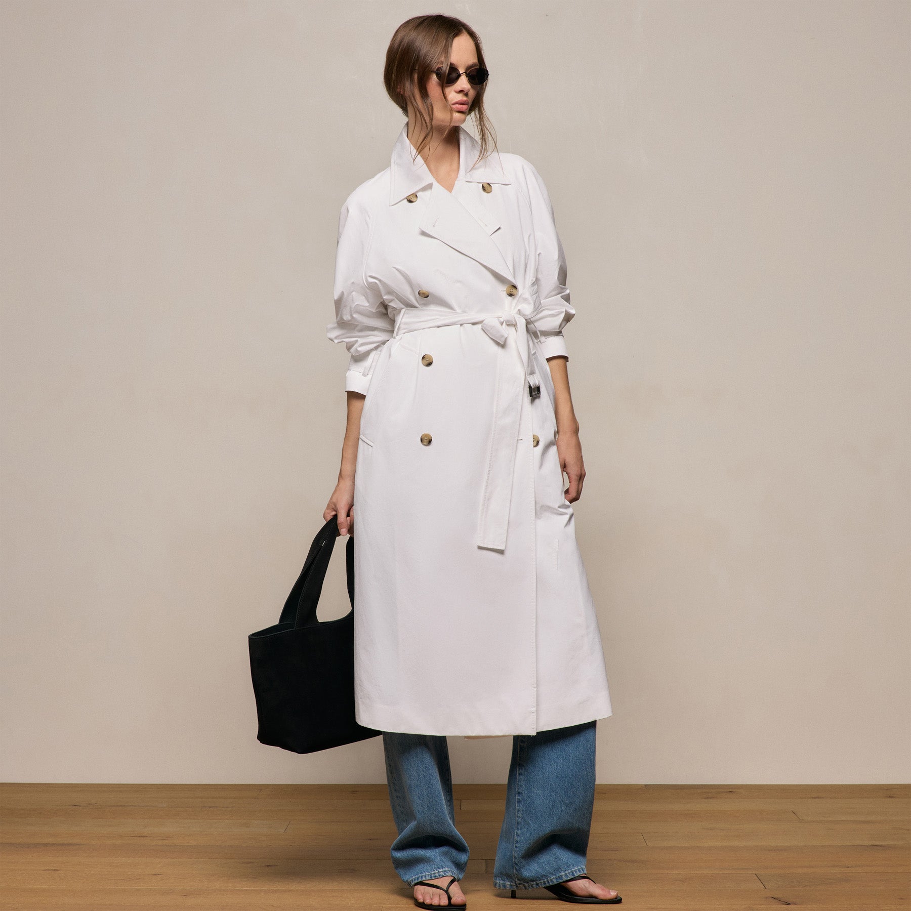 Italian Heavy Poplin Trench Coat - White