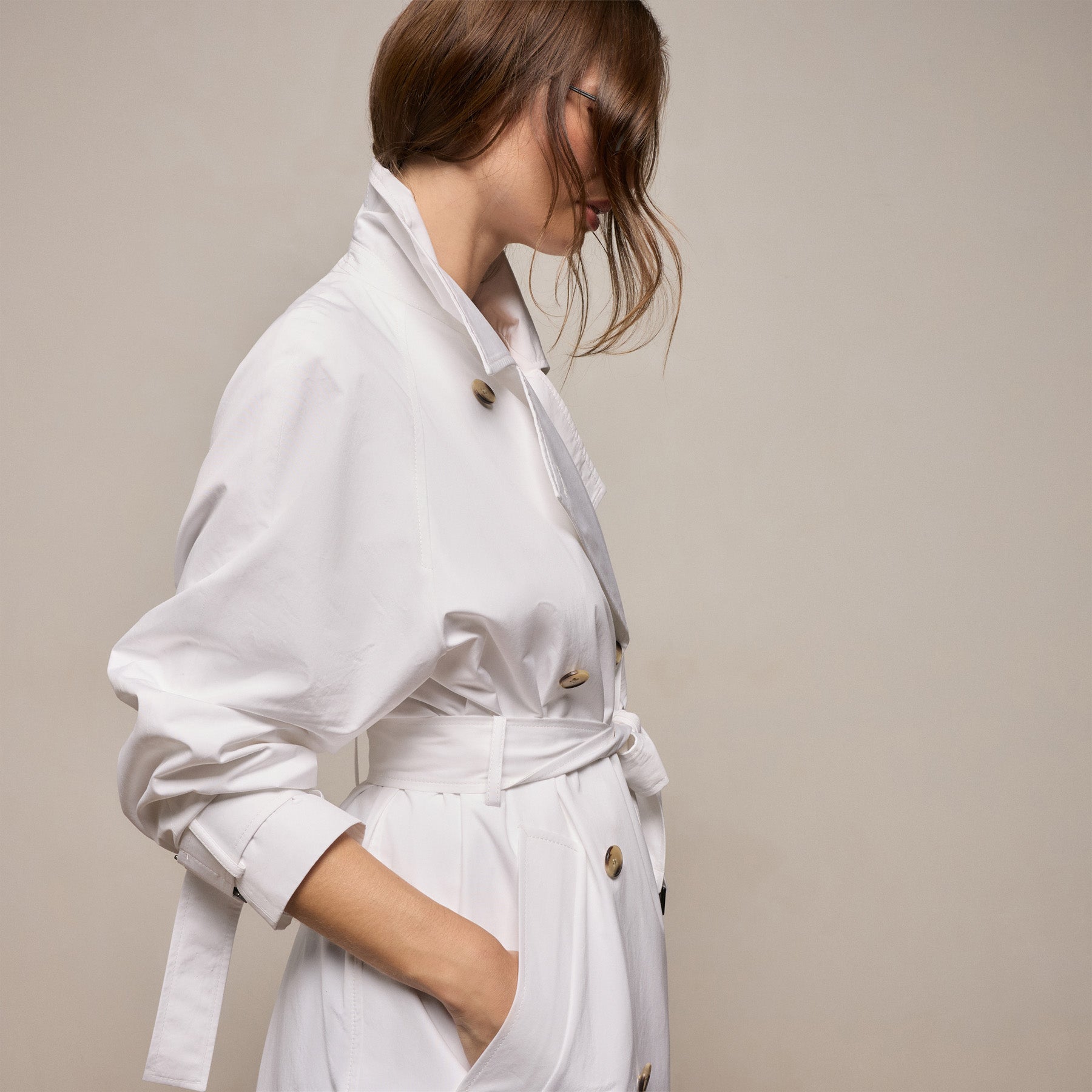 Italian Heavy Poplin Trench Coat - White