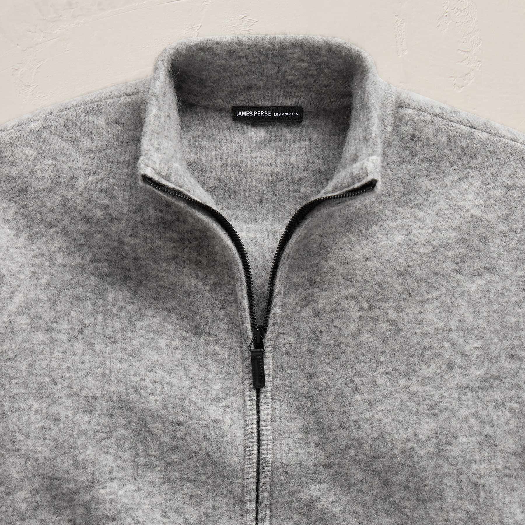 Wool Alpaca Zip Jacket - Mid Grey