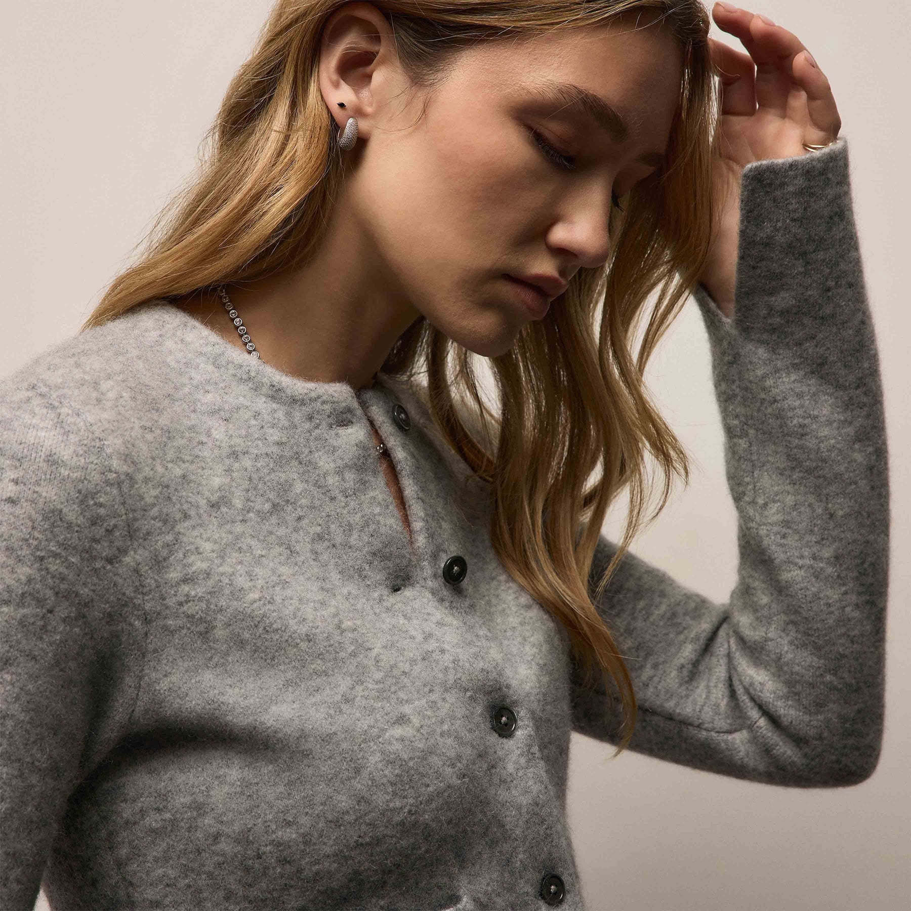Wool Alpaca Cardigan Jacket - Mid Grey
