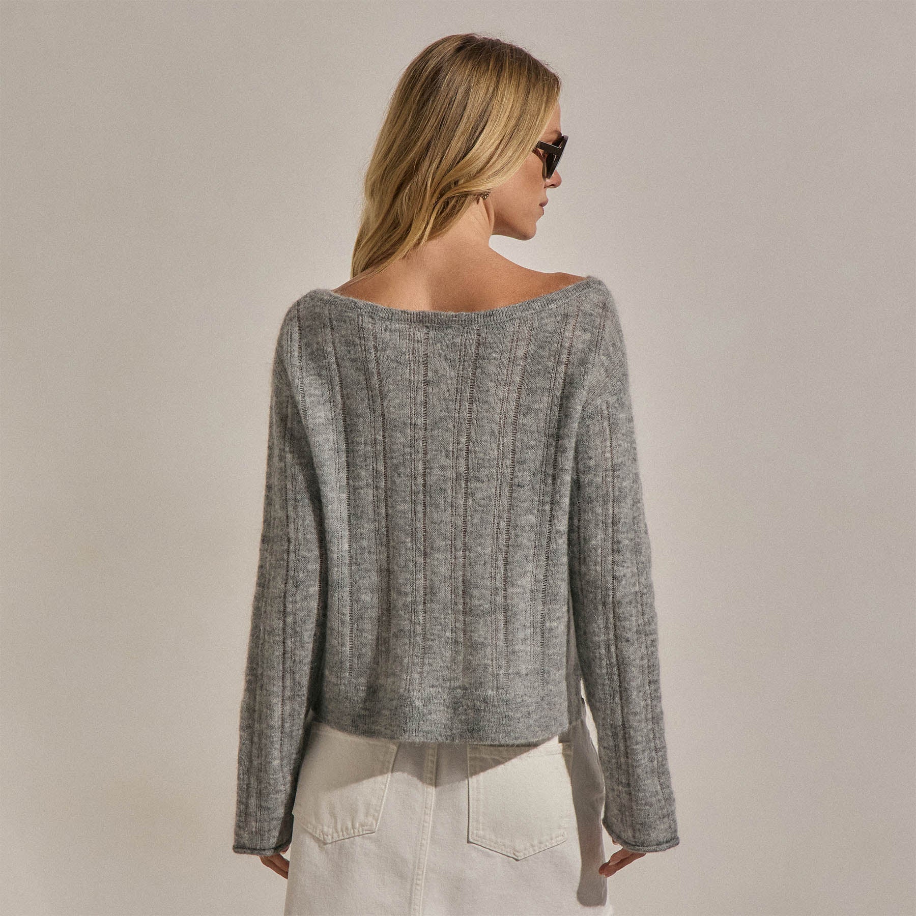 Mohair Open Stitch Sweater - Heather Grey