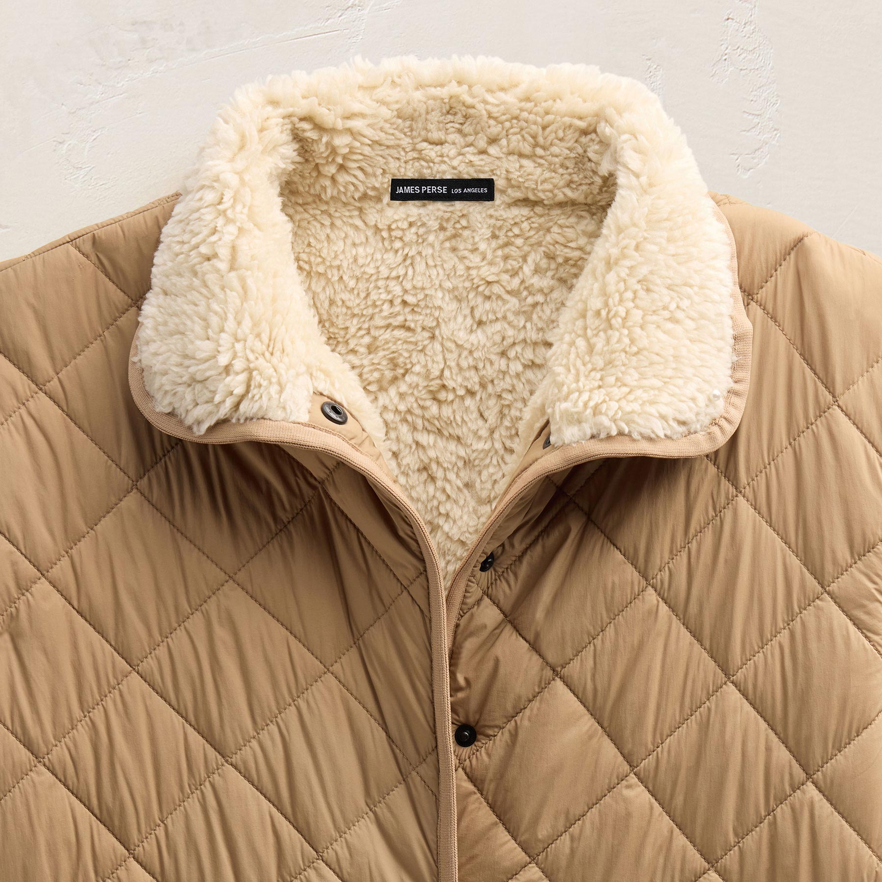 Quilted Nylon Lined Long Coat - Toffee/Ivory