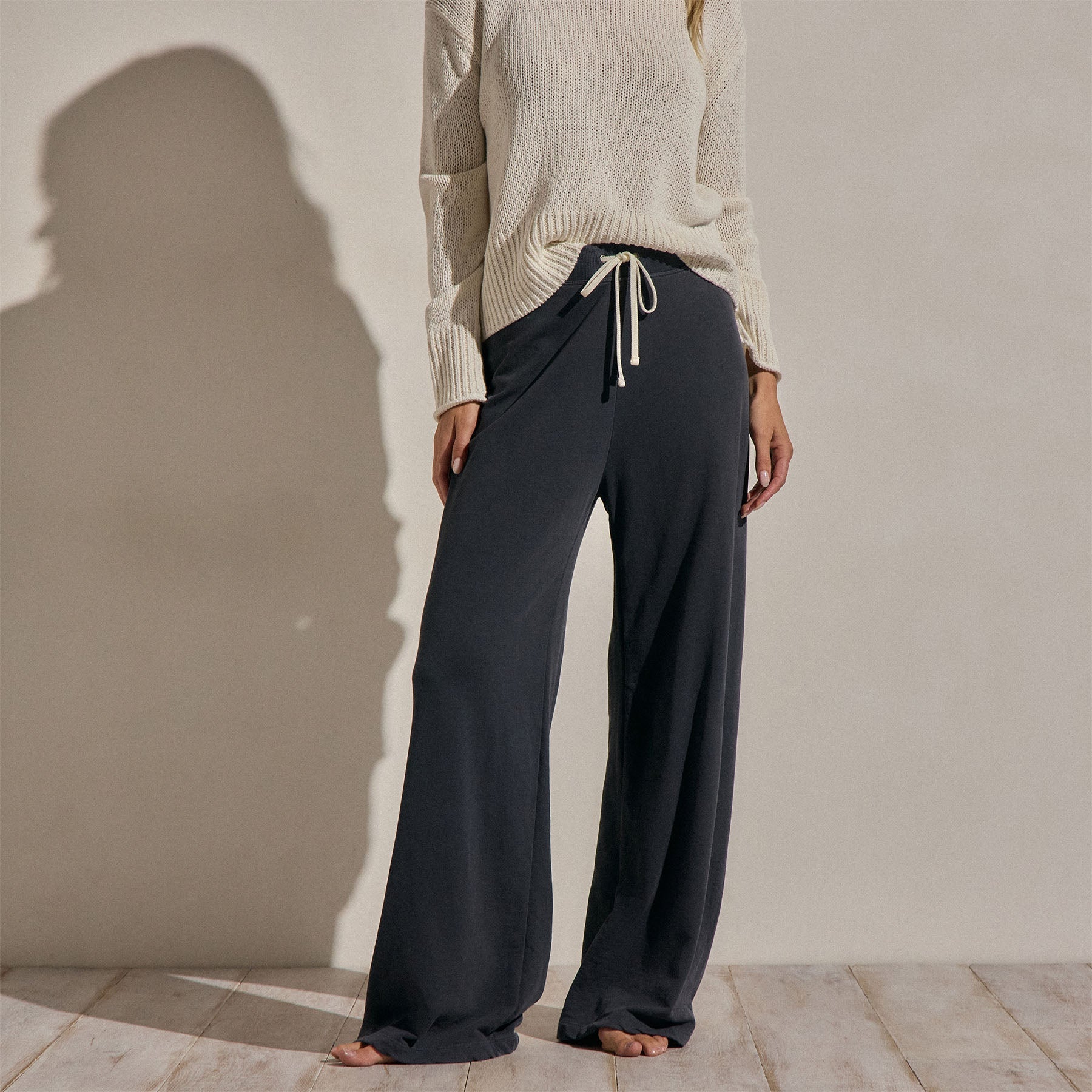 Vintage French Terry Wide Leg Sweatpant - Blue Noir Pigment