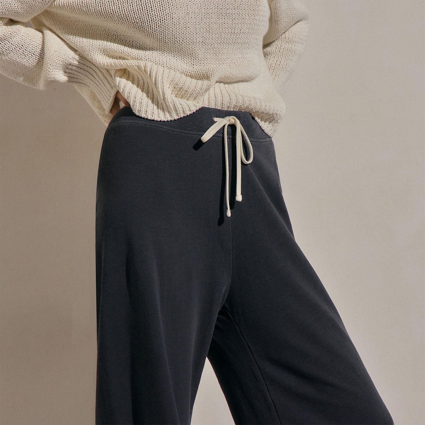 Vintage French Terry Wide Leg Sweatpant - Blue Noir Pigment