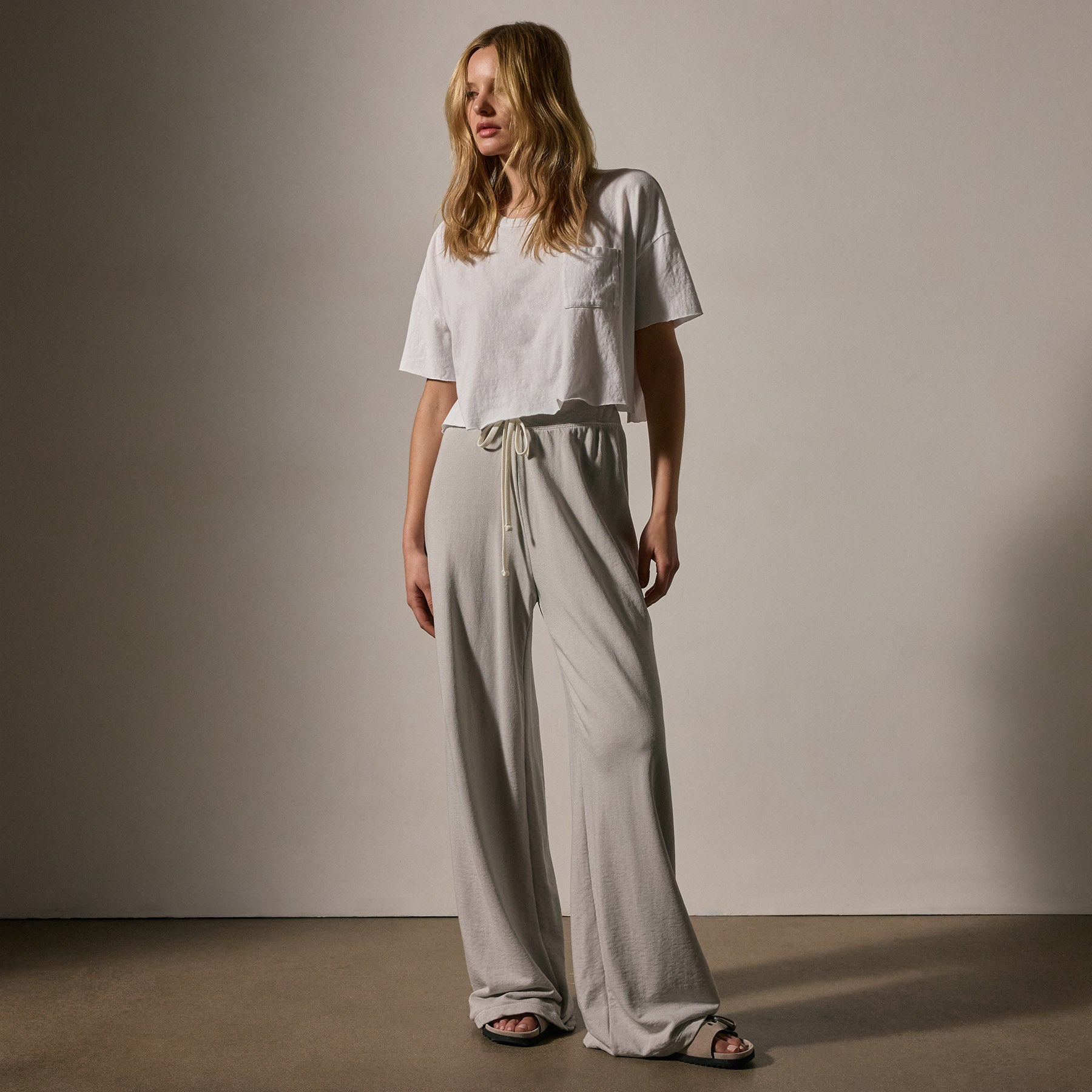Vintage French Terry Wide Leg Sweatpant - Salt Pigment