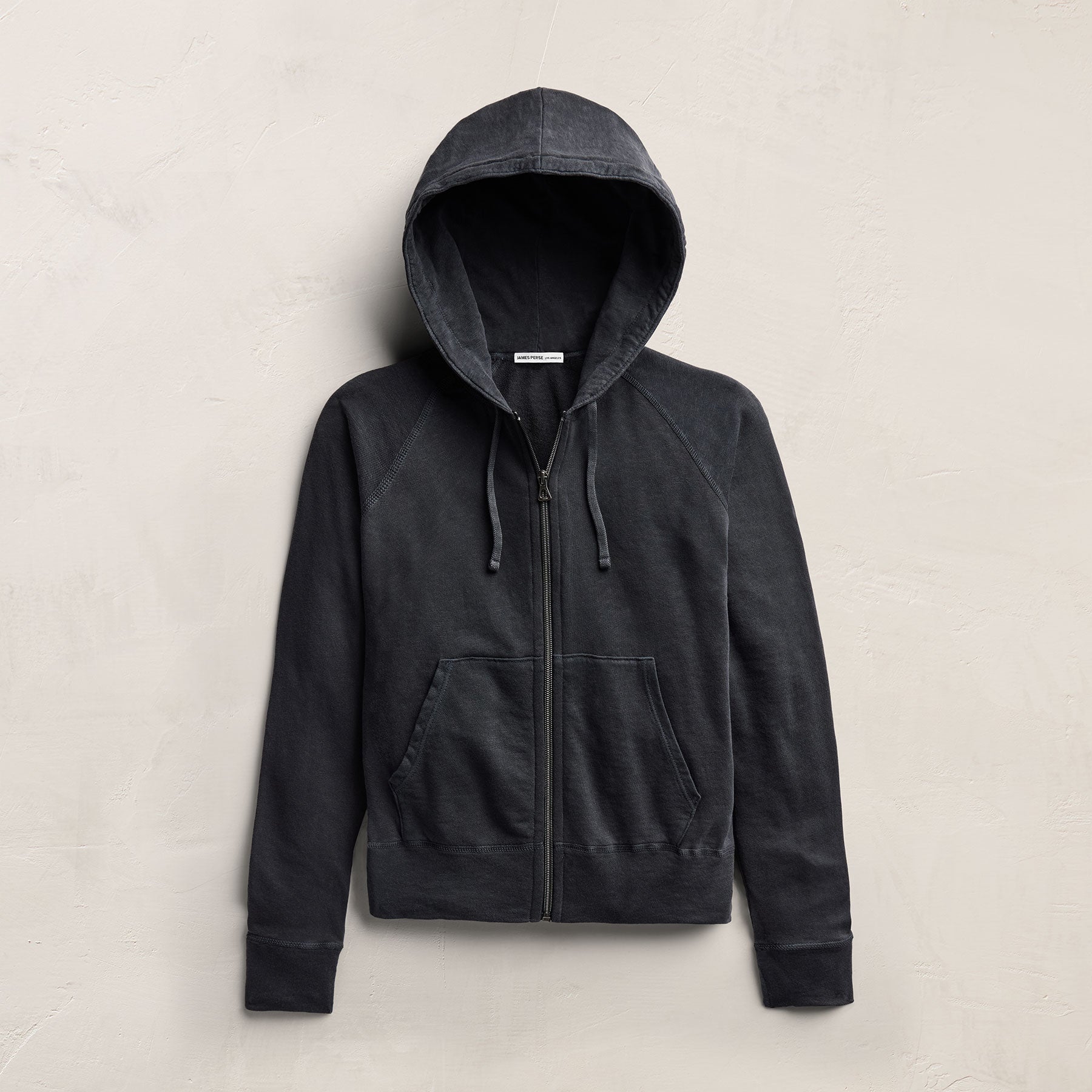 Vintage French Terry Zip Up Hoodie - Blue Noir Pigment