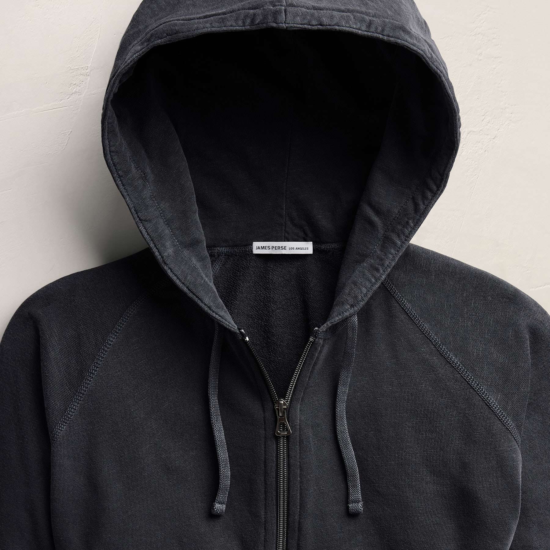 Vintage French Terry Zip Up Hoodie - Blue Noir Pigment