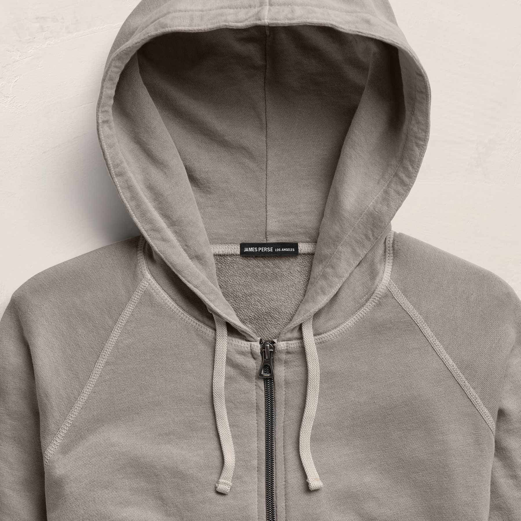 Vintage French Terry Zip Up Hoodie - Fog Pigment
